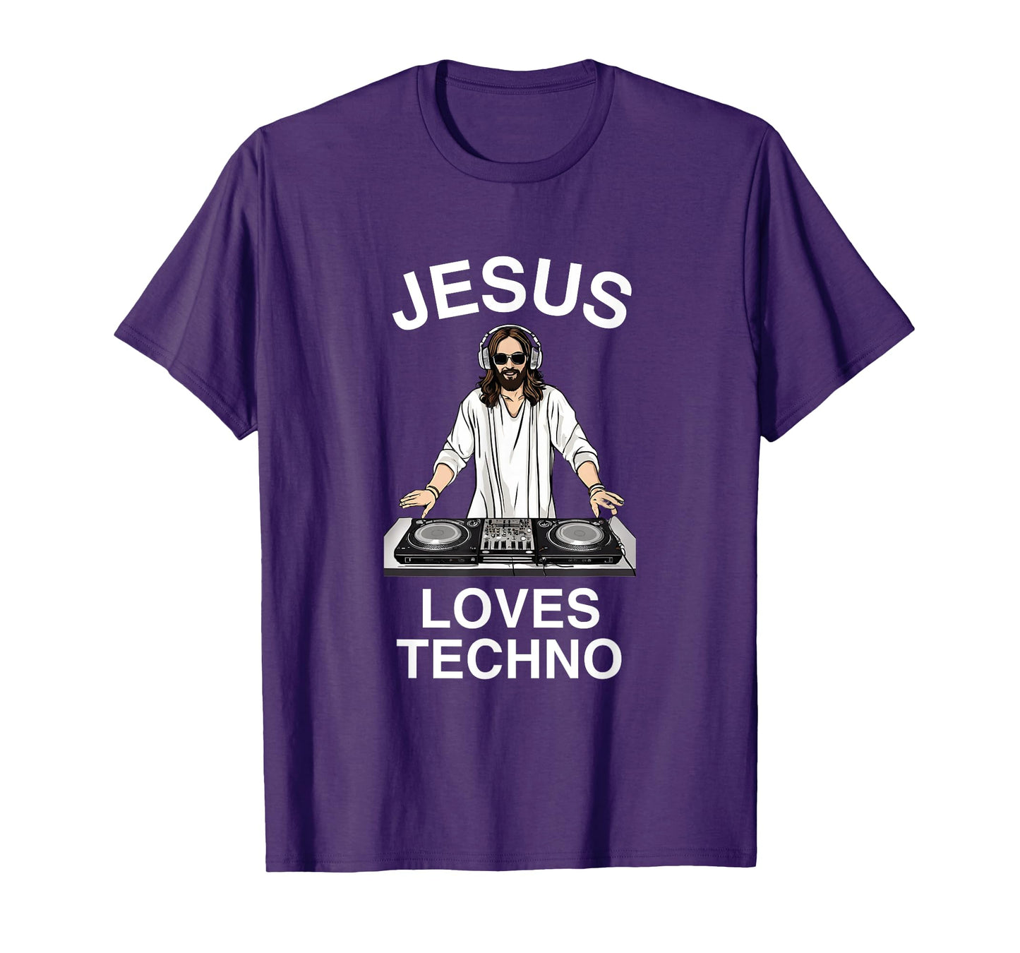 Jesus Loves Techno Funny Rave EDM Festival House DNB Music T-Shirt