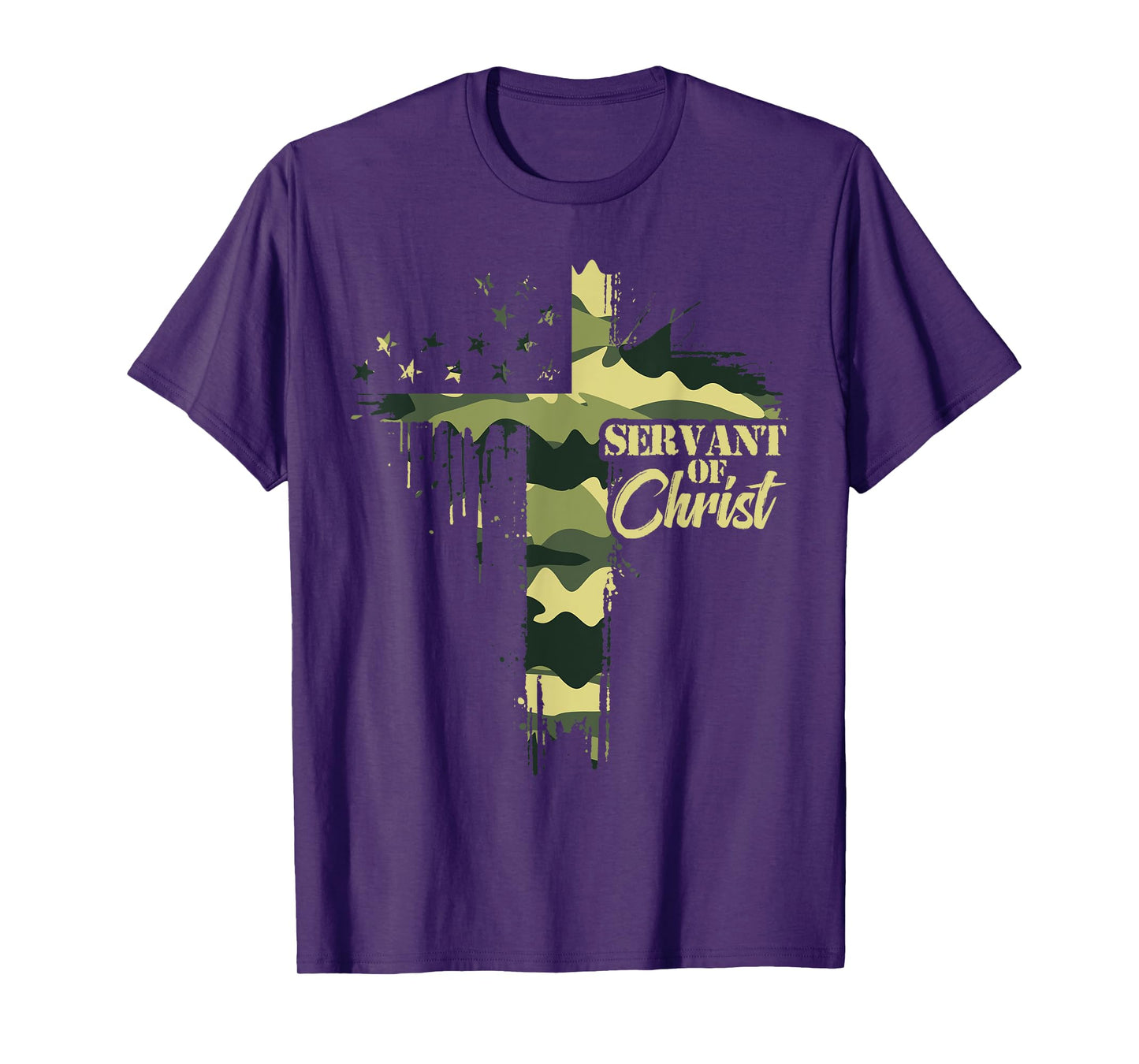 Camo Flag Camouflage Cross Christian Dad Servant of Christ T-Shirt