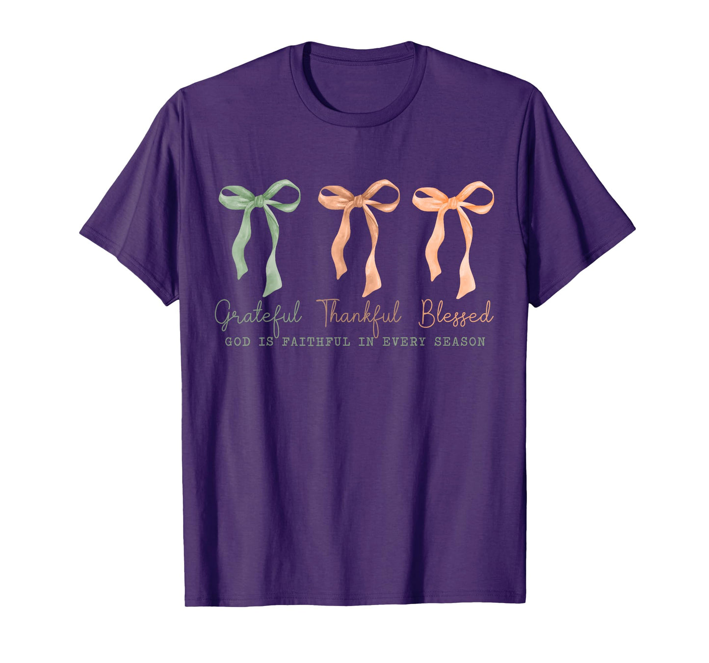 Grateful Thankful Blessed Christian Fall Thanksgiving Faith T-Shirt