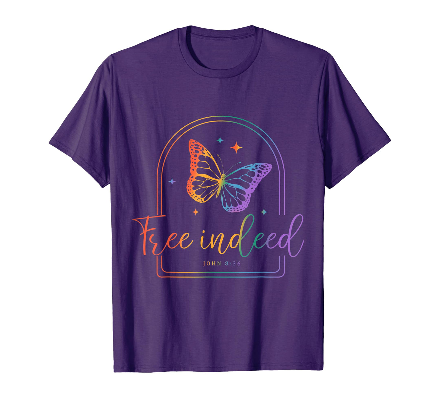 Free Indeed Christian Faith, Butterfly Bible Verse Tie-Dye T-Shirt