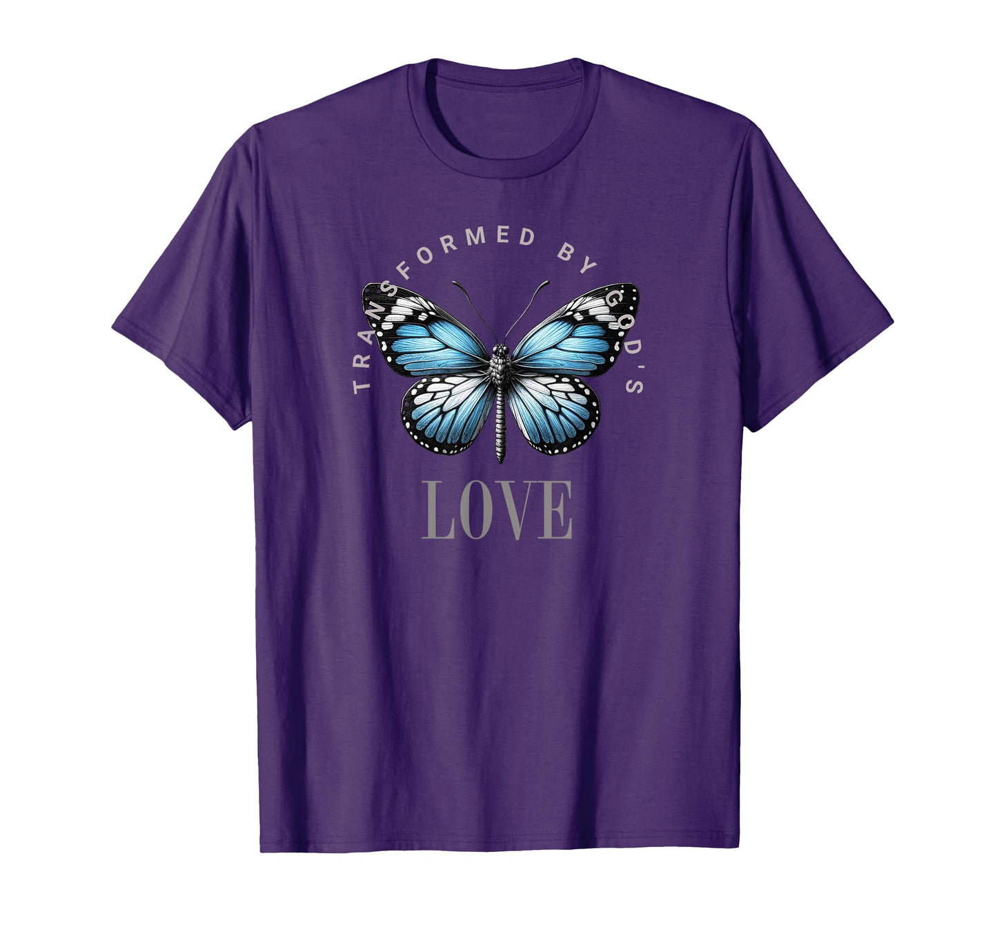 Transformed by God's Love Butterfly Design T-Shirt