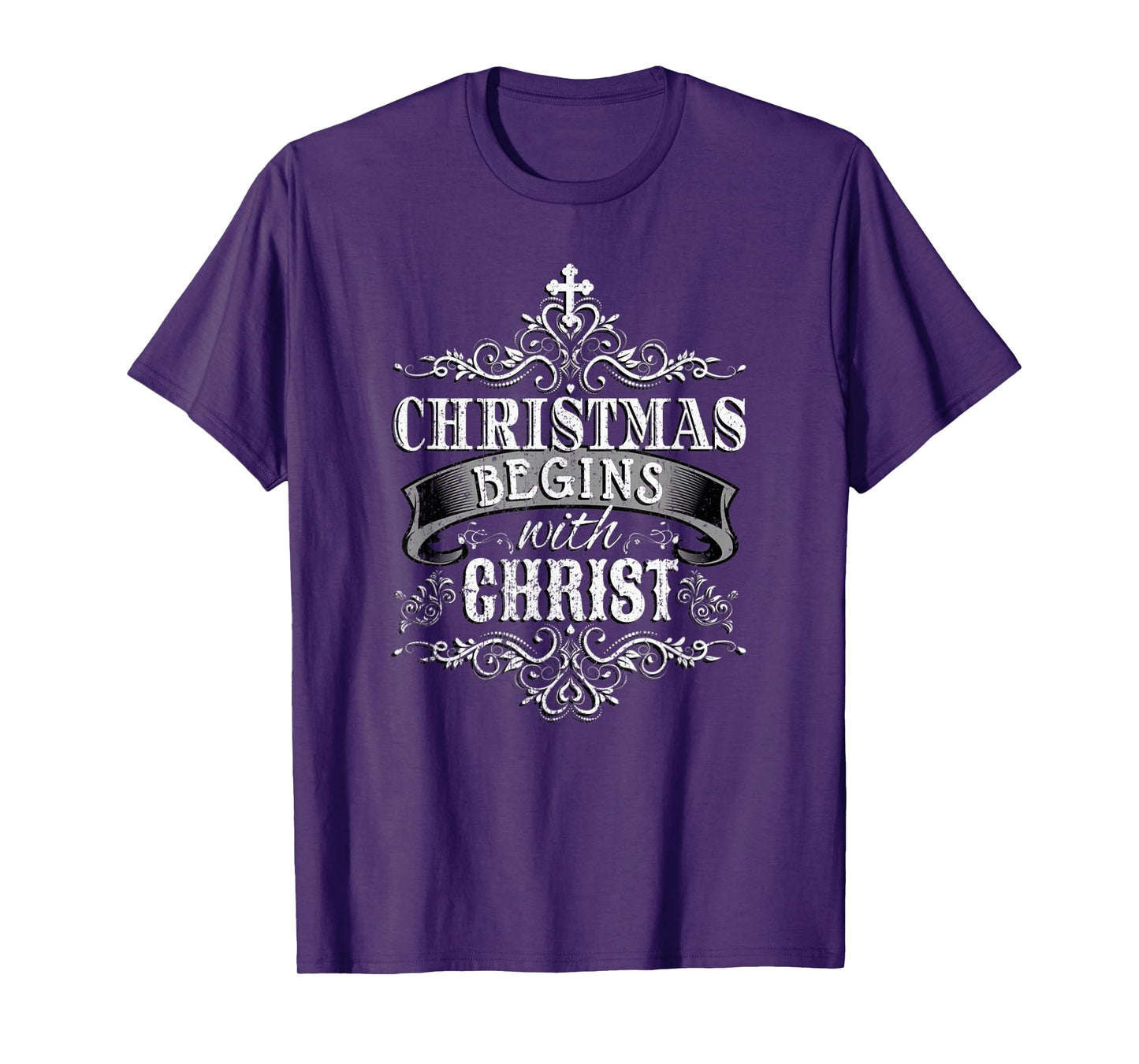 CHRISTMAS BEGINS WITH CHRIST Jesus Birth Christian Bible T-Shirt