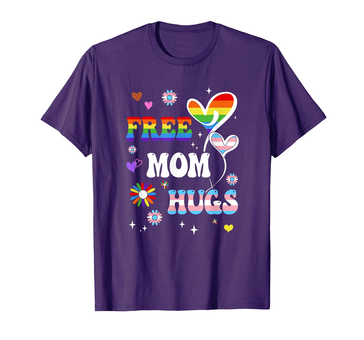 Free Mom Hugs Lgbt Gay Pride Transgender Rainbow Flag T-Shirt
