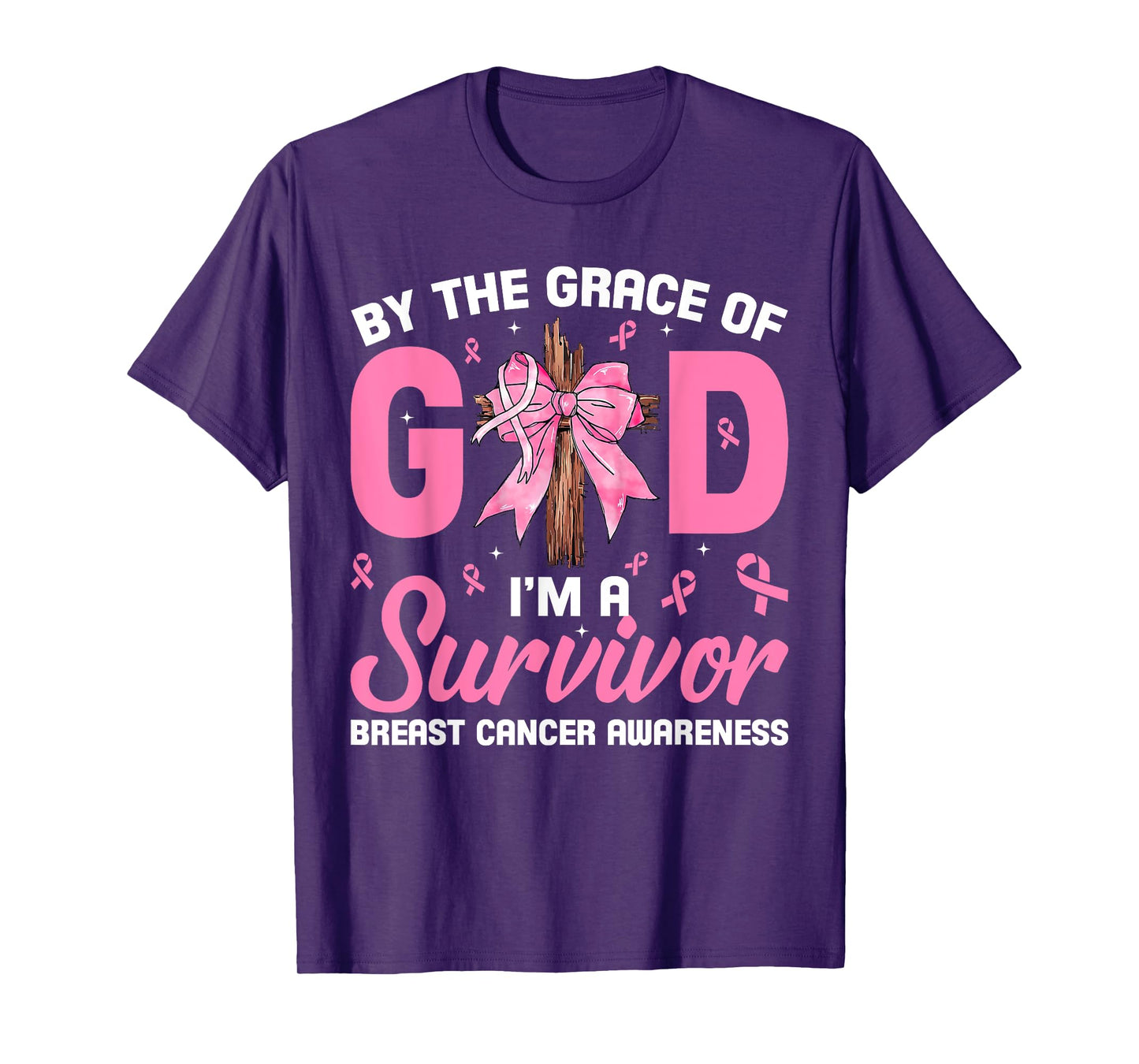 by The Grace of God Survivor Breast Cancer Awareness Gift T-Shirt
