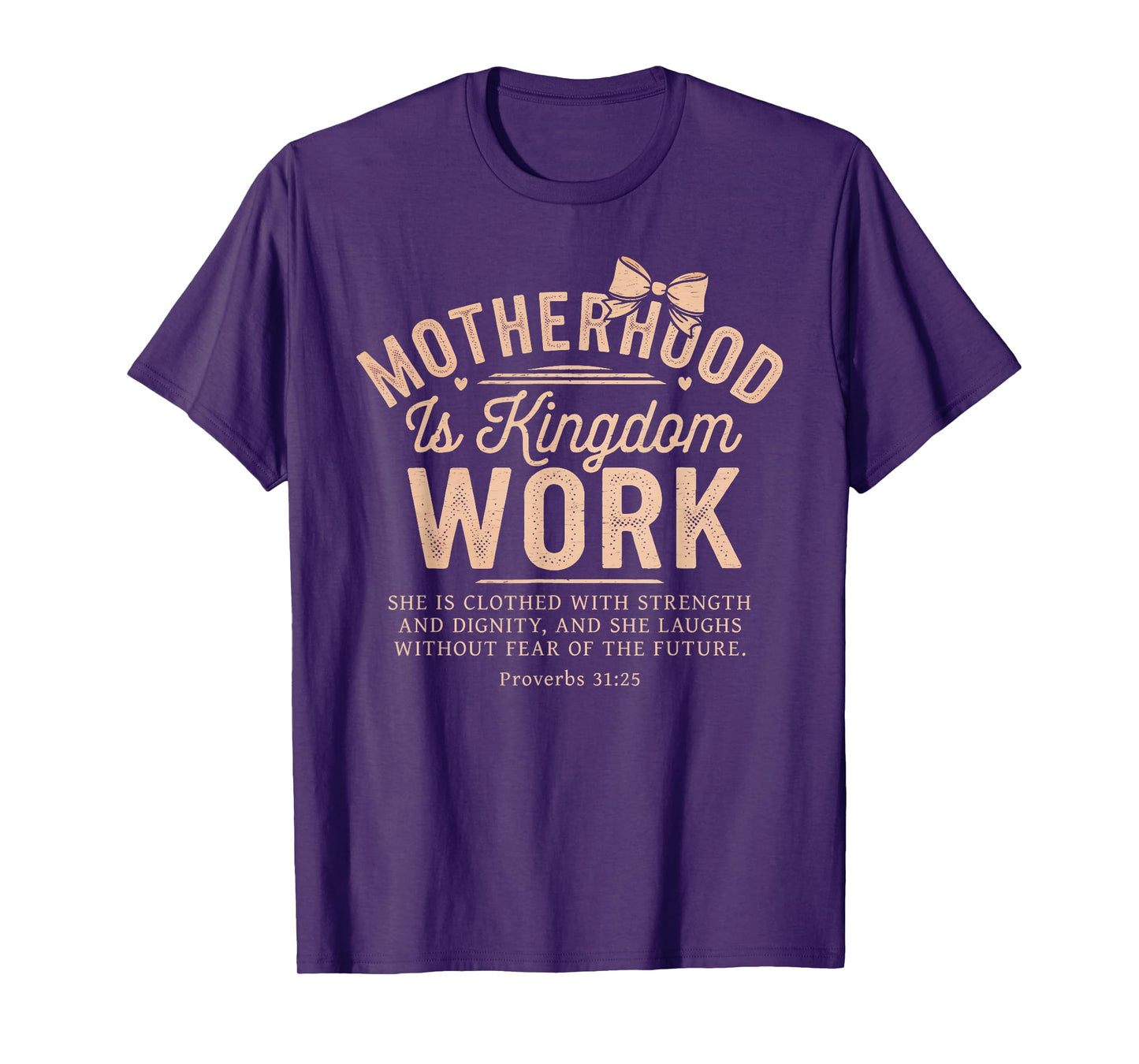 Motherhood Is Kingdom Work Coquette Bow Christian Mom T-Shirt