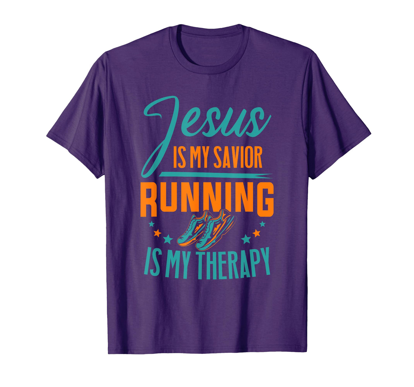 Marathoner Jesus Is My Savior Running Is My Therapy Marathon T-Shirt