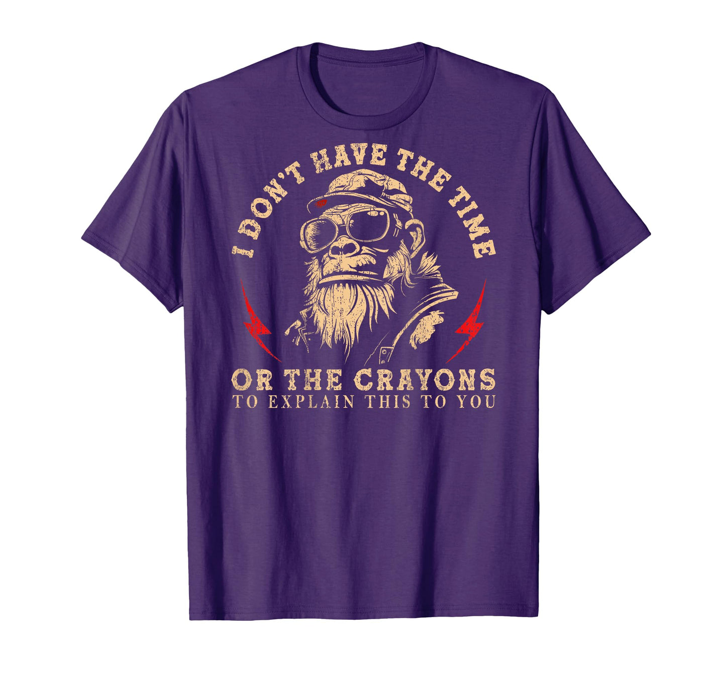I Don't Have The Time Or The Crayons Funny Monkey (On Back) T-Shirt