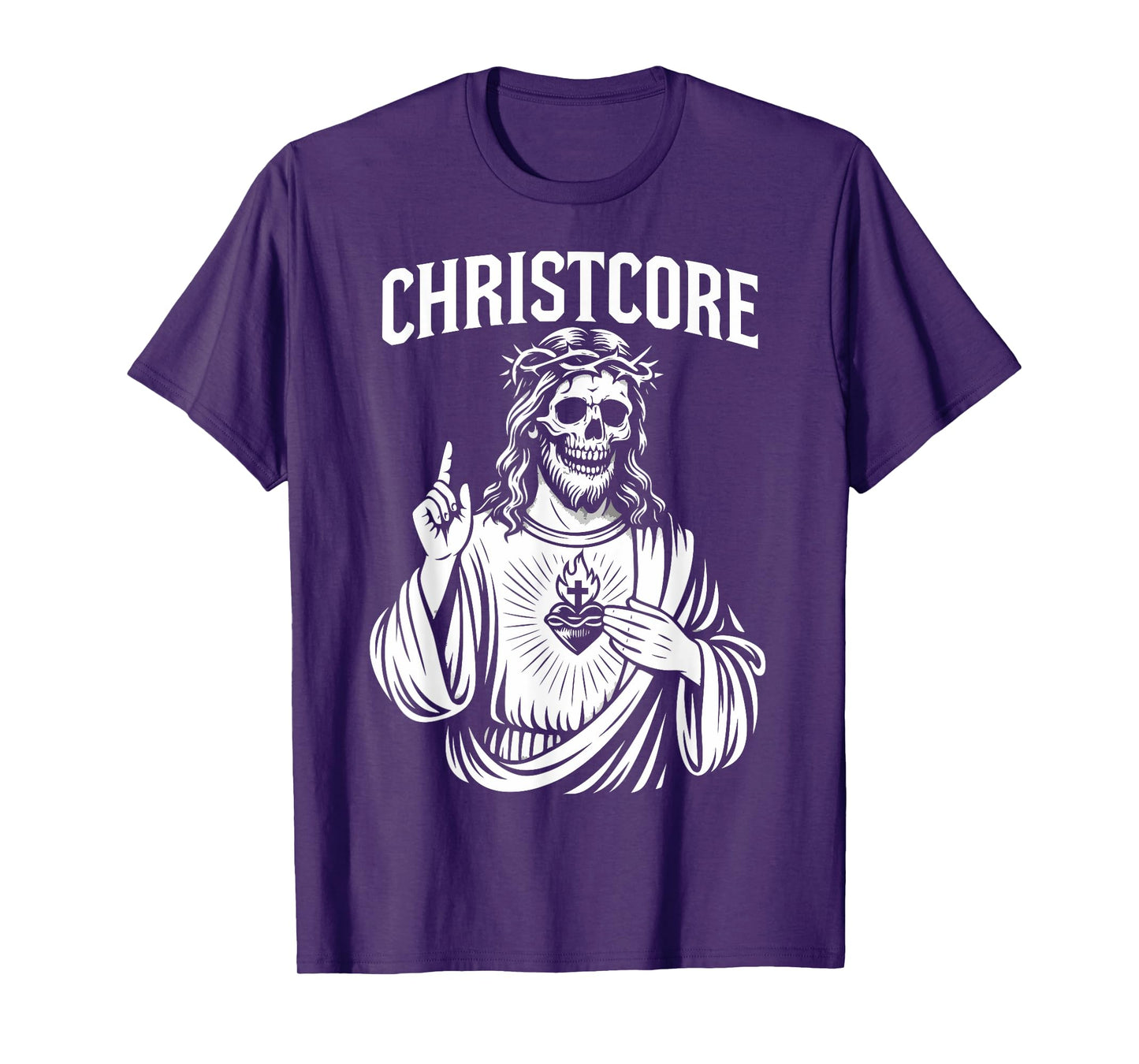 Christcore Jesus Skull Sacred Heart Christian Metal Design T-Shirt