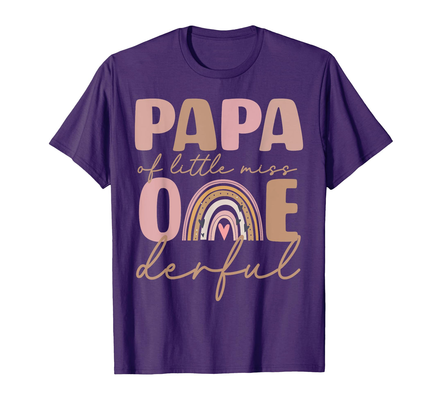 Papa of Little Miss Onederful First Birthday Boho Rainbow T-Shirt