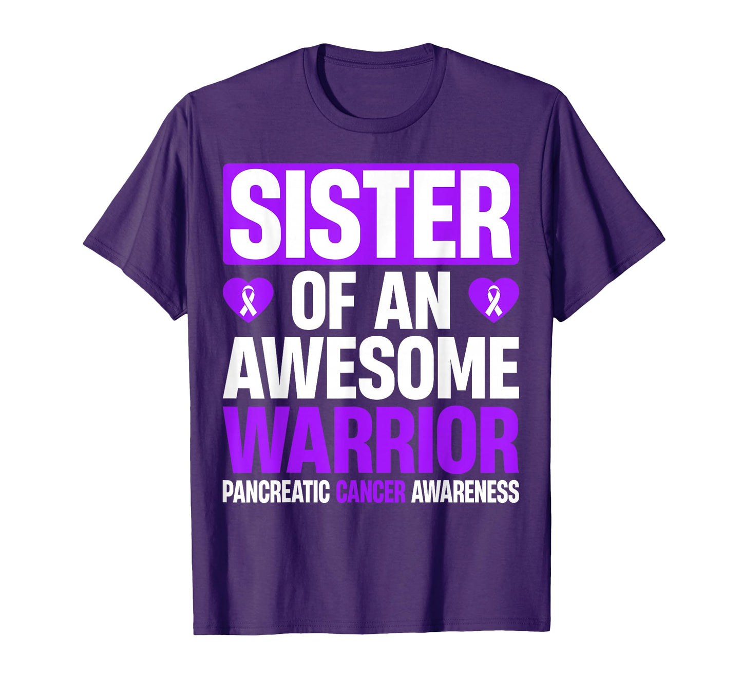 Sister of an Awesome Warrior Pancreatic Cancer Awareness T-Shirt
