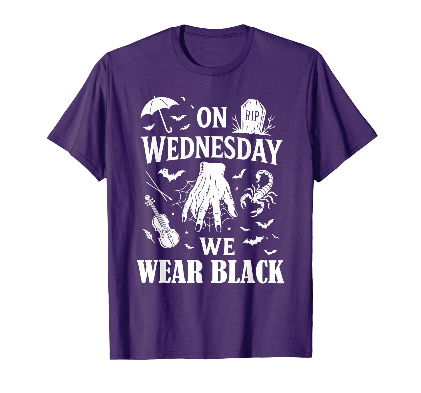 Funny Horror Hand On Wednesdays We Wear Black Halloween T-Shirt