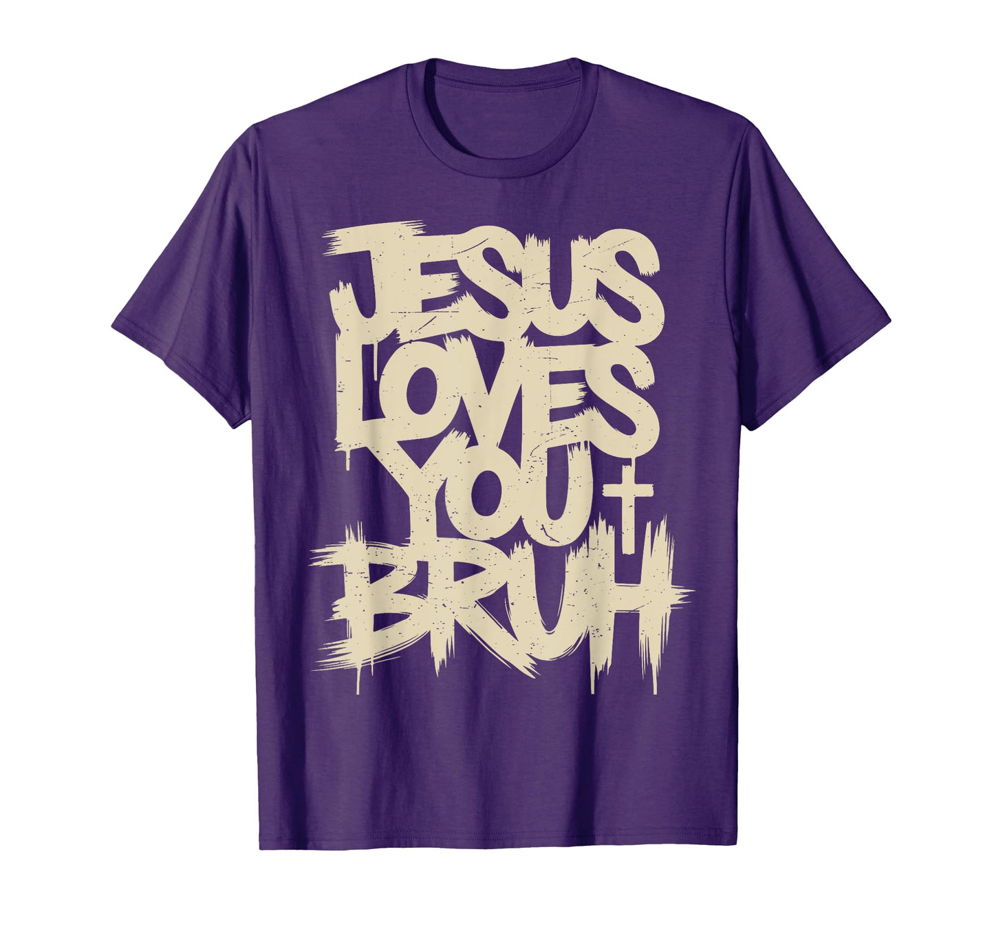 Youth Jesus Loves You Bruh Funny Christian Men Boy Teen Girl T-Shirt