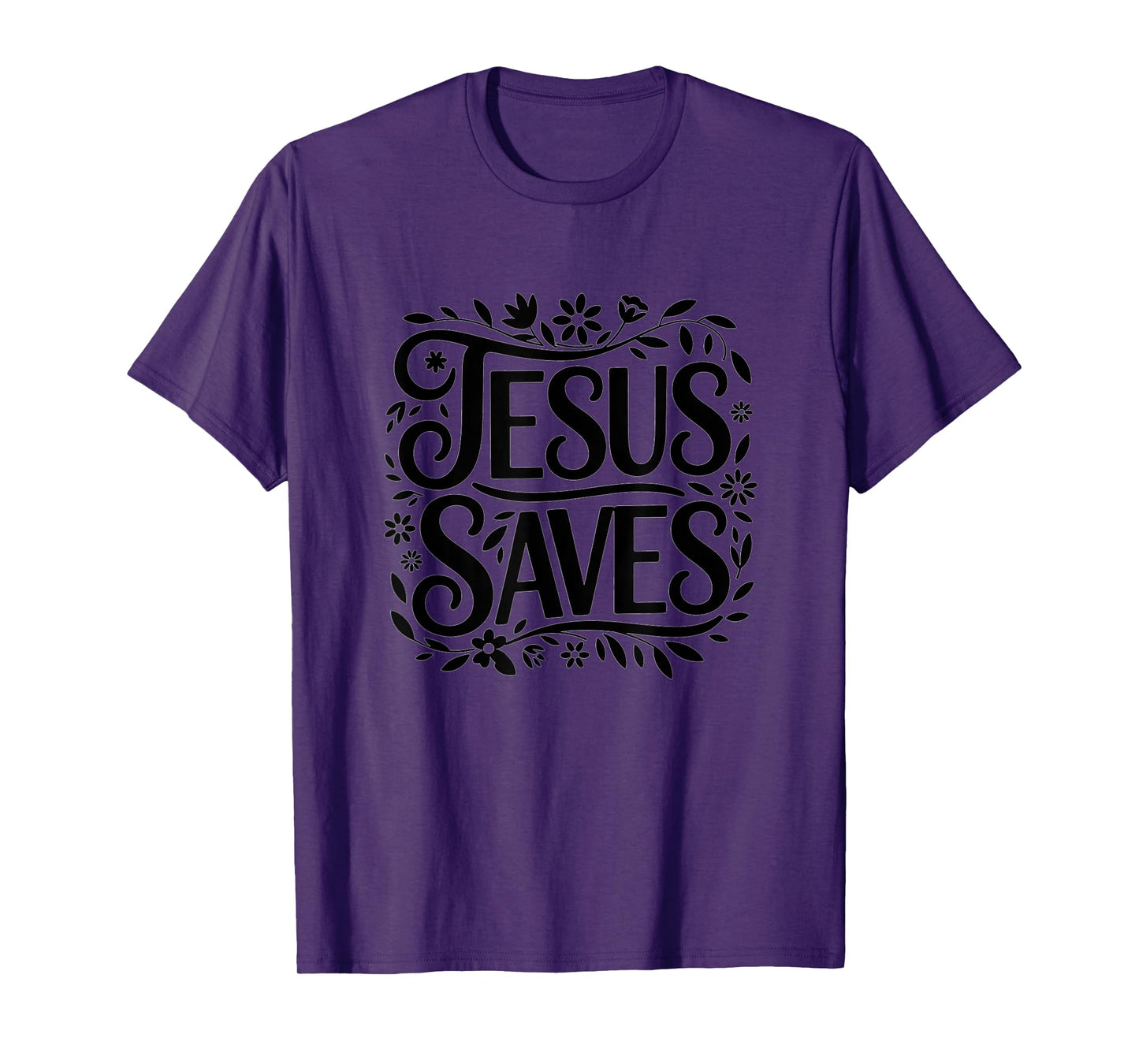 Jesus Saves Floral Ornamental Christian Faith T-Shirt