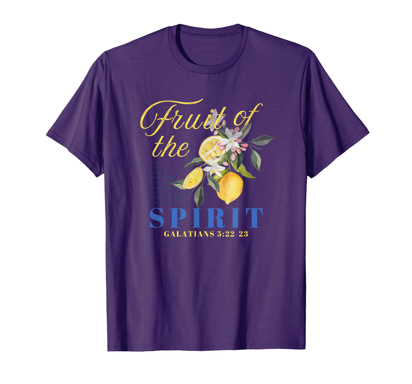 Christian Lemon Fruit of The Spirit Bible Verse Graphic Tee T-Shirt