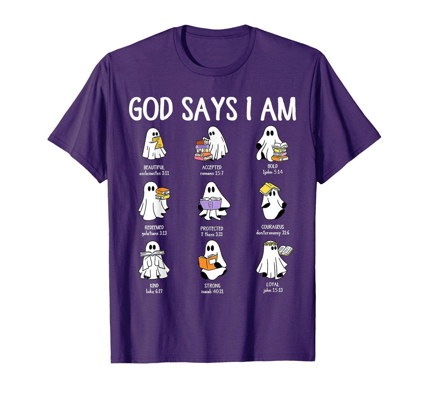 God Says I Am Cute Ghost Book Halloween Men Women Girl Kids T-Shirt