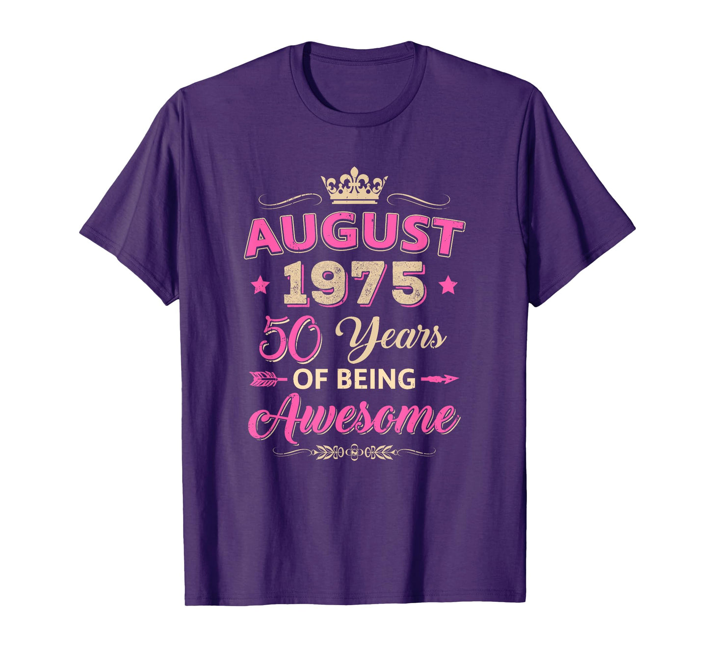 August 1975 50 Years Of Being Awesome Retro 50Th Birthday T-Shirt