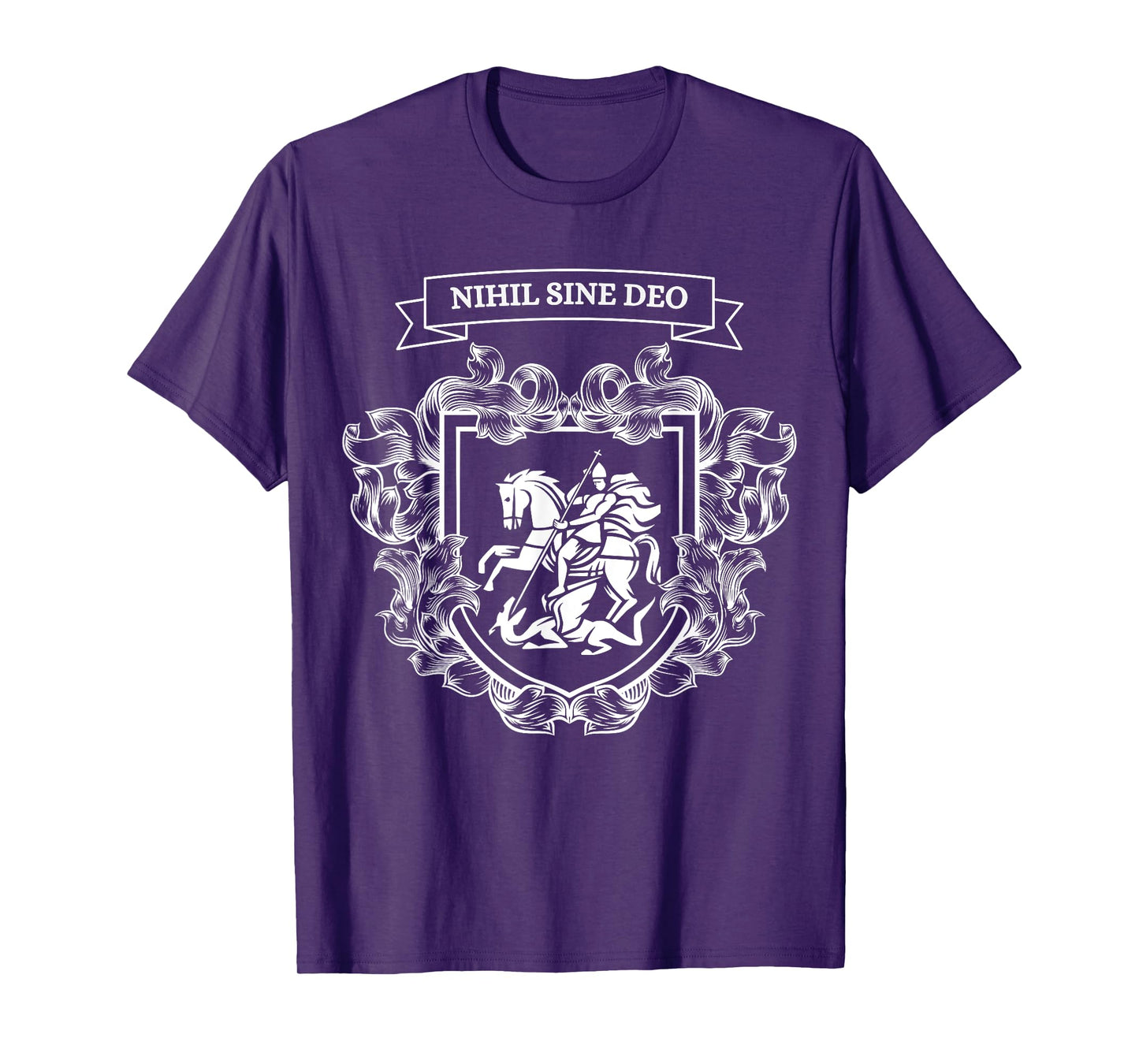 Saint George Slaying the Dragon Nihil Sine Deo Christian Tee T-Shirt