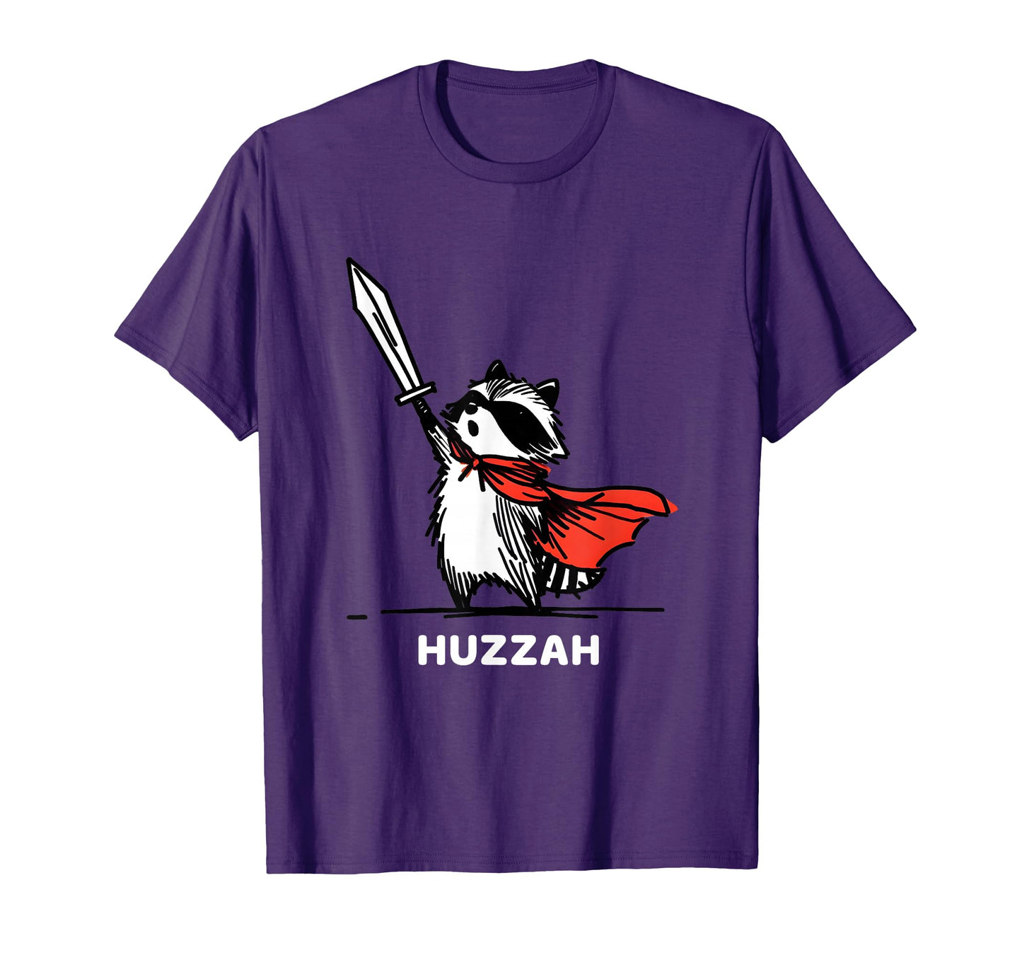 Huzzah Raccoon Knight Funny Sword Meme Quote T-Shirt
