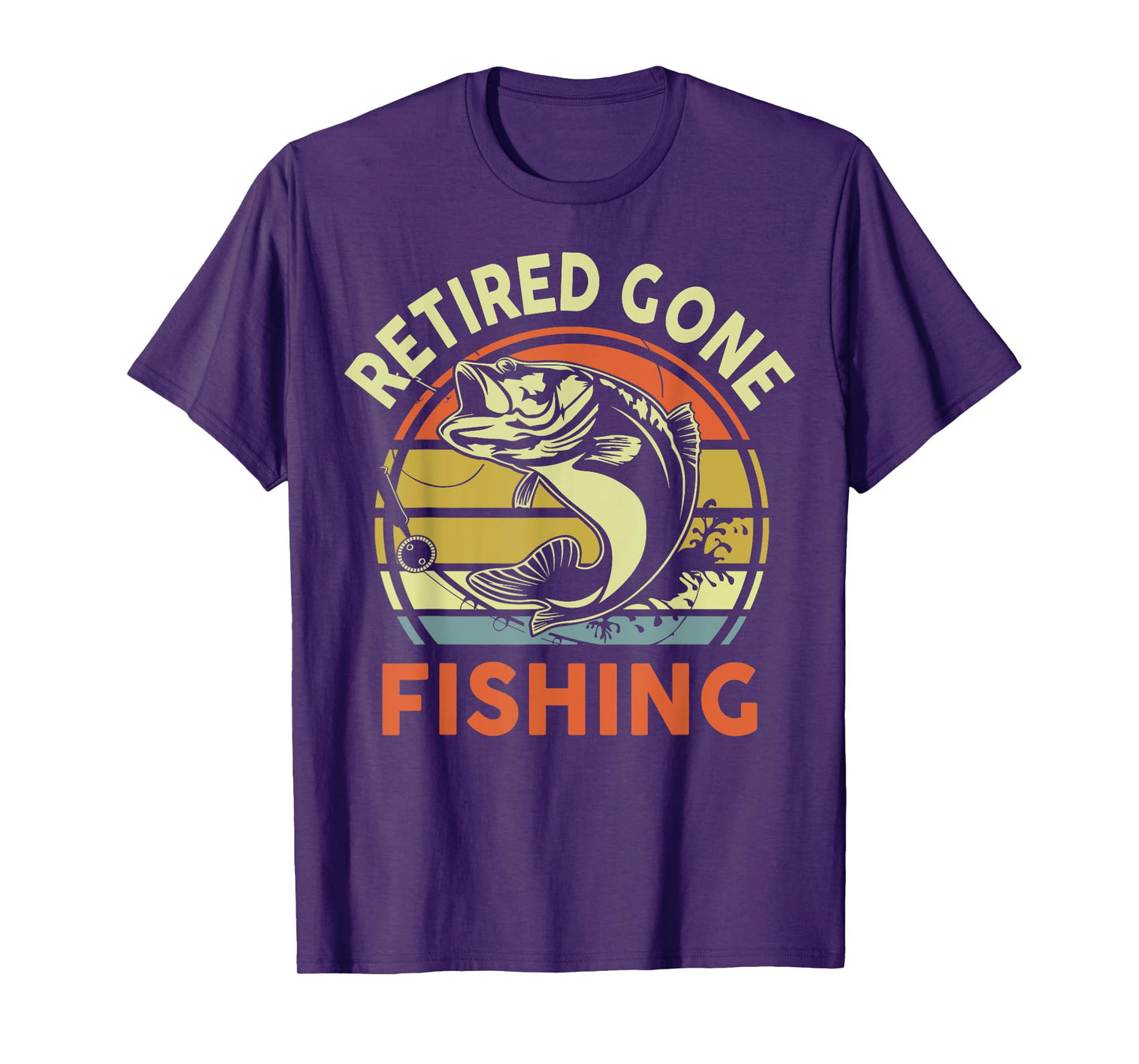 Mens Retired Gone Fishing Grandpa Bass Fish Funny Retirement T-Shirt