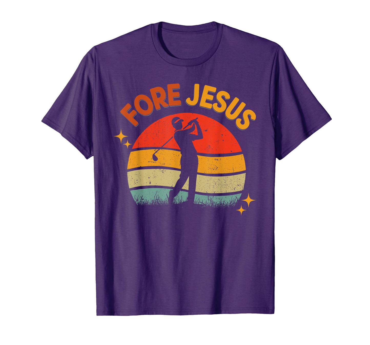 FORE Jesus Christian Golf Retro 70s Religious Golfing Men's T-Shirt