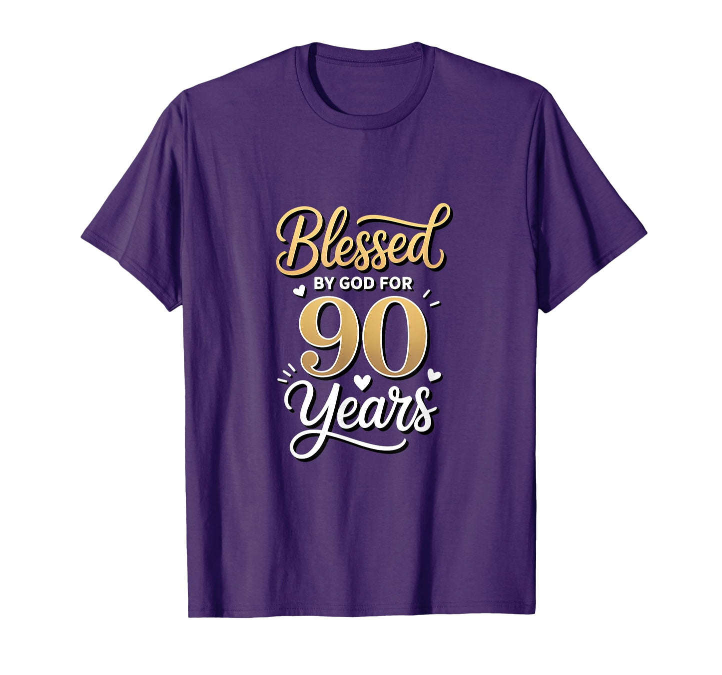 Blessed by God for 90 Years Religious Themed 90th Birthday T-Shirt