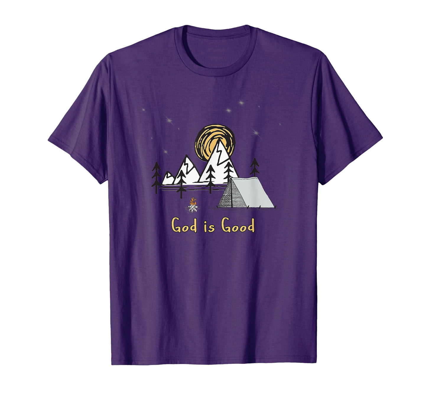God is good tent camping under the stars graphic design gift T-Shirt