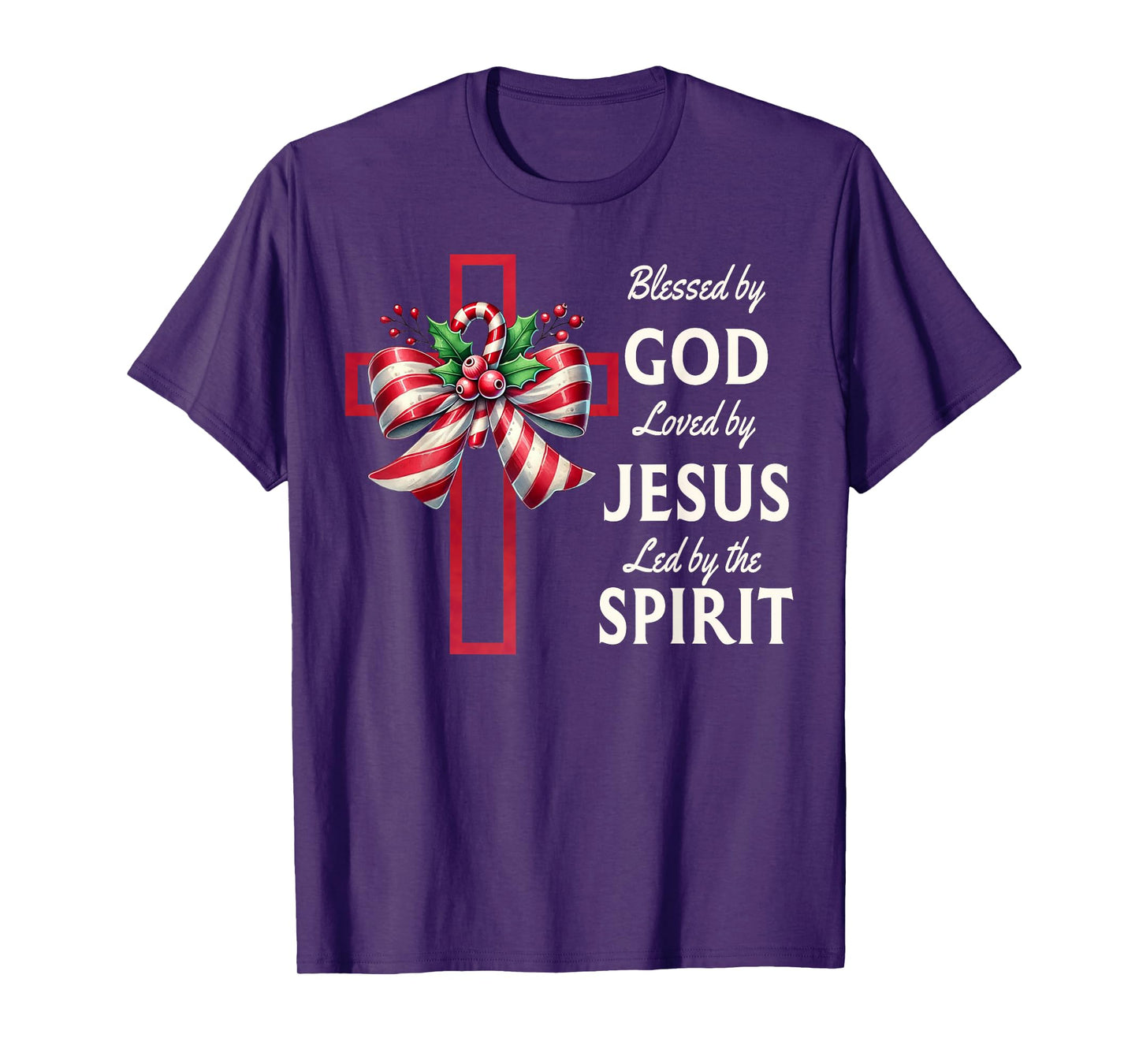 Blessed By God Loved By Jesus Beautiful Candy Cane Cross T-Shirt