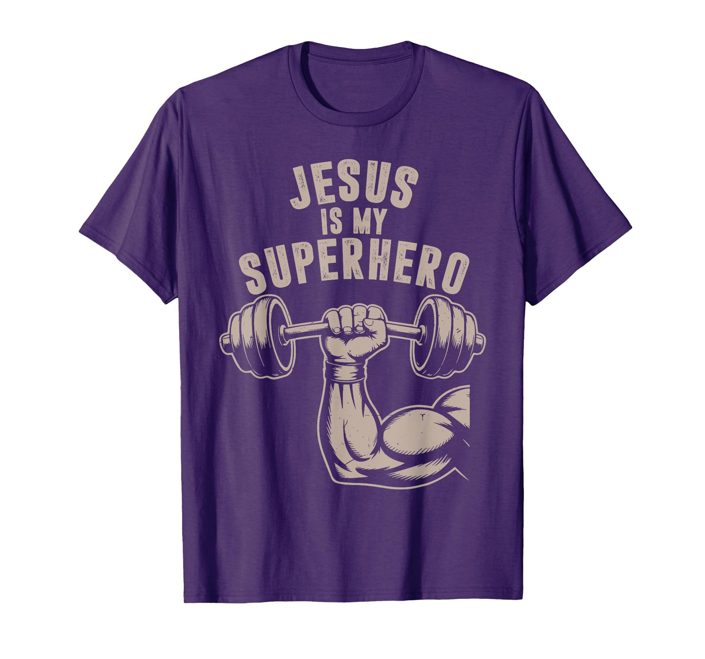 Jesus is My Superhero Barbell Funny Christian Workout Gym T-Shirt