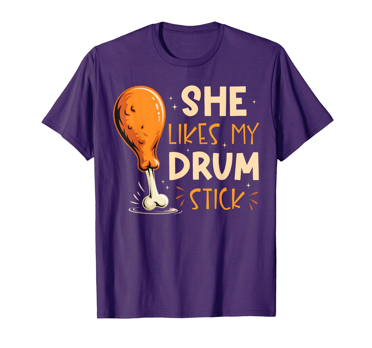 Funny She Likes My Drum Stick Couple Matching Thanksgiving T-Shirt