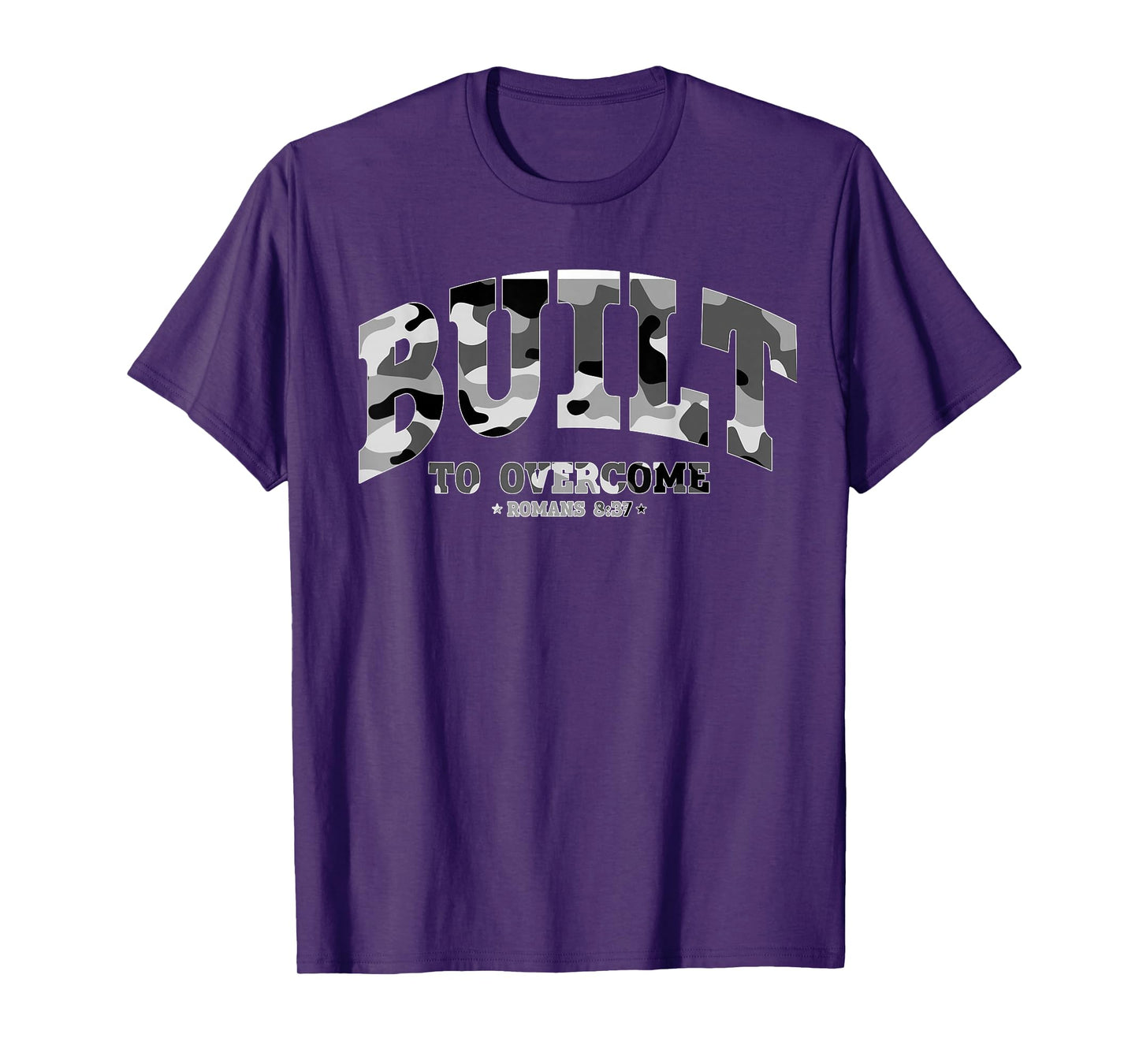 Built to Overcome Camo Scripture Christian Faith Gym Workout T-Shirt