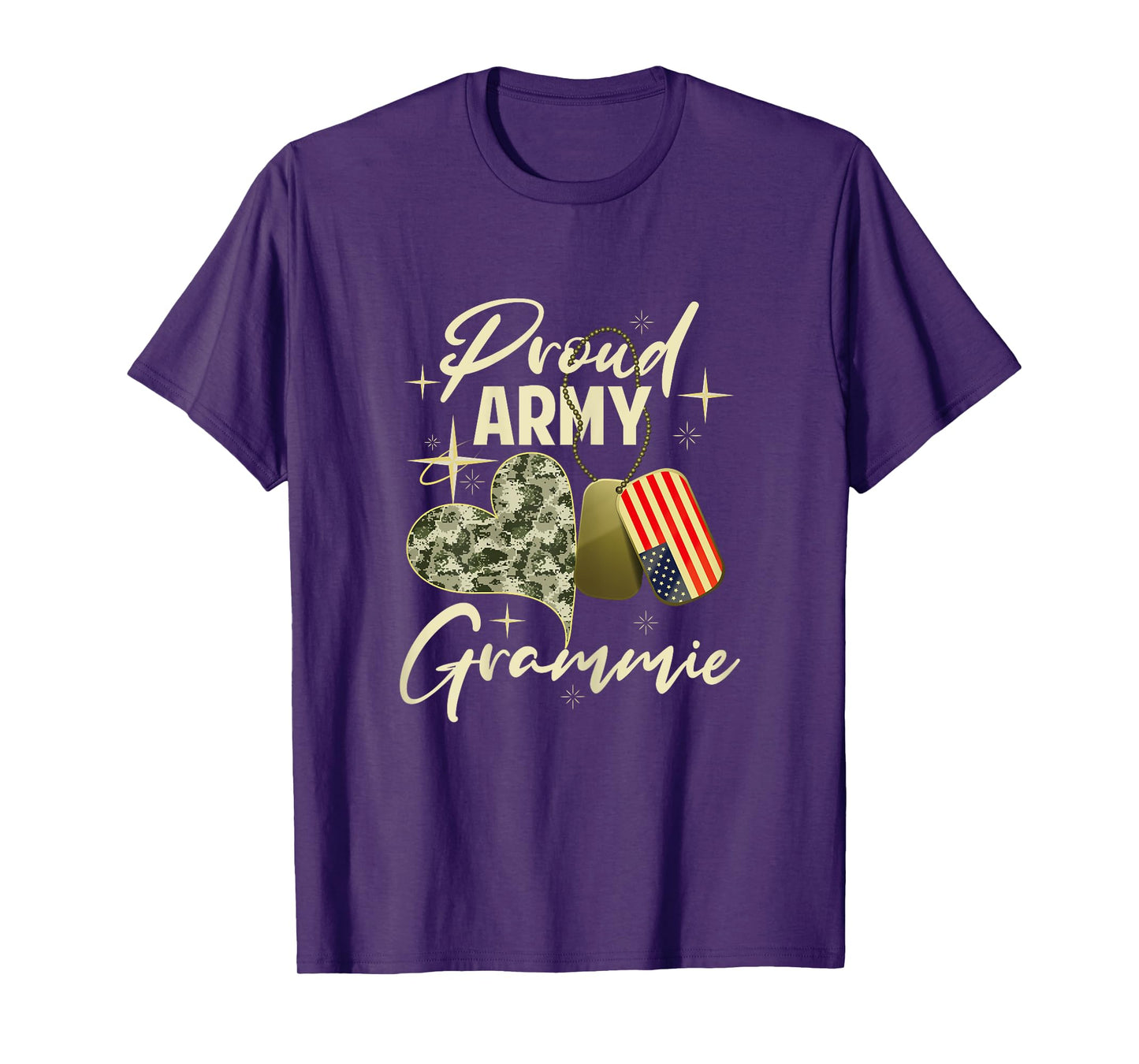 Proud Army Grammie Camouflage Mother's Day Dog Tag US Flag T-Shirt for Women