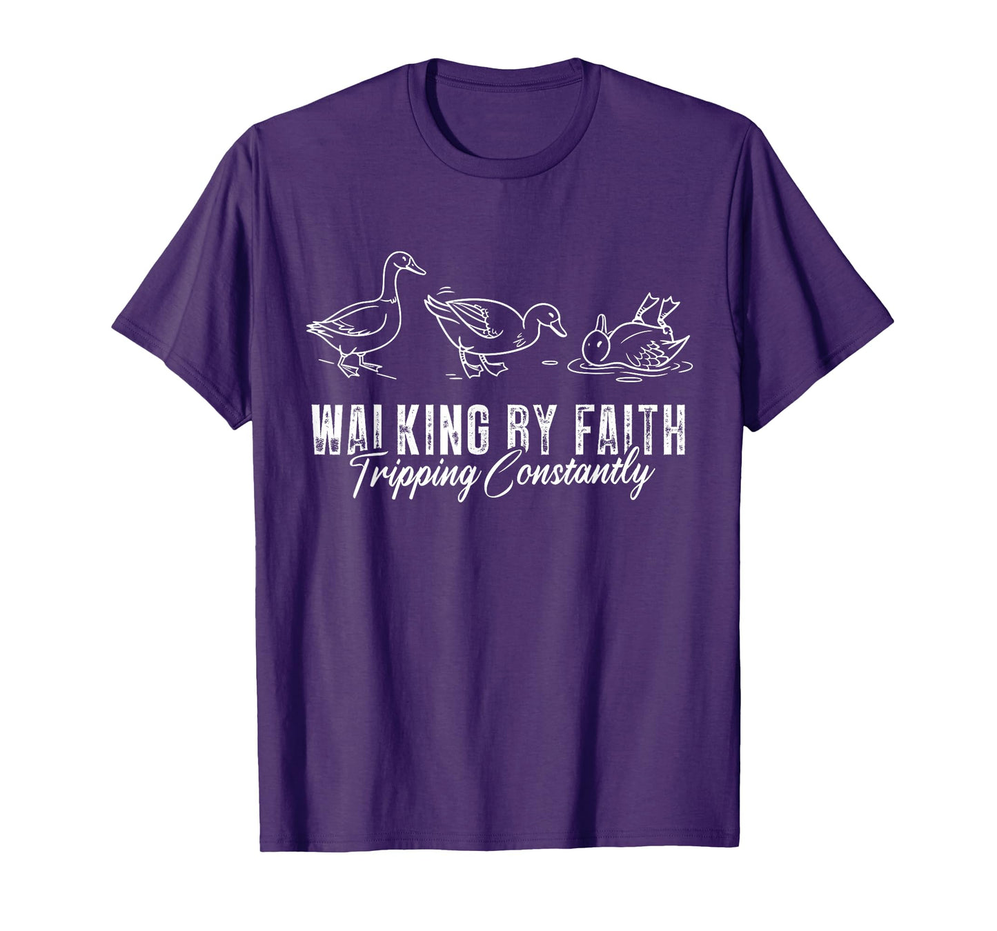 Vintage Walking by Faith - Funny Christian Humor Religious T-Shirt