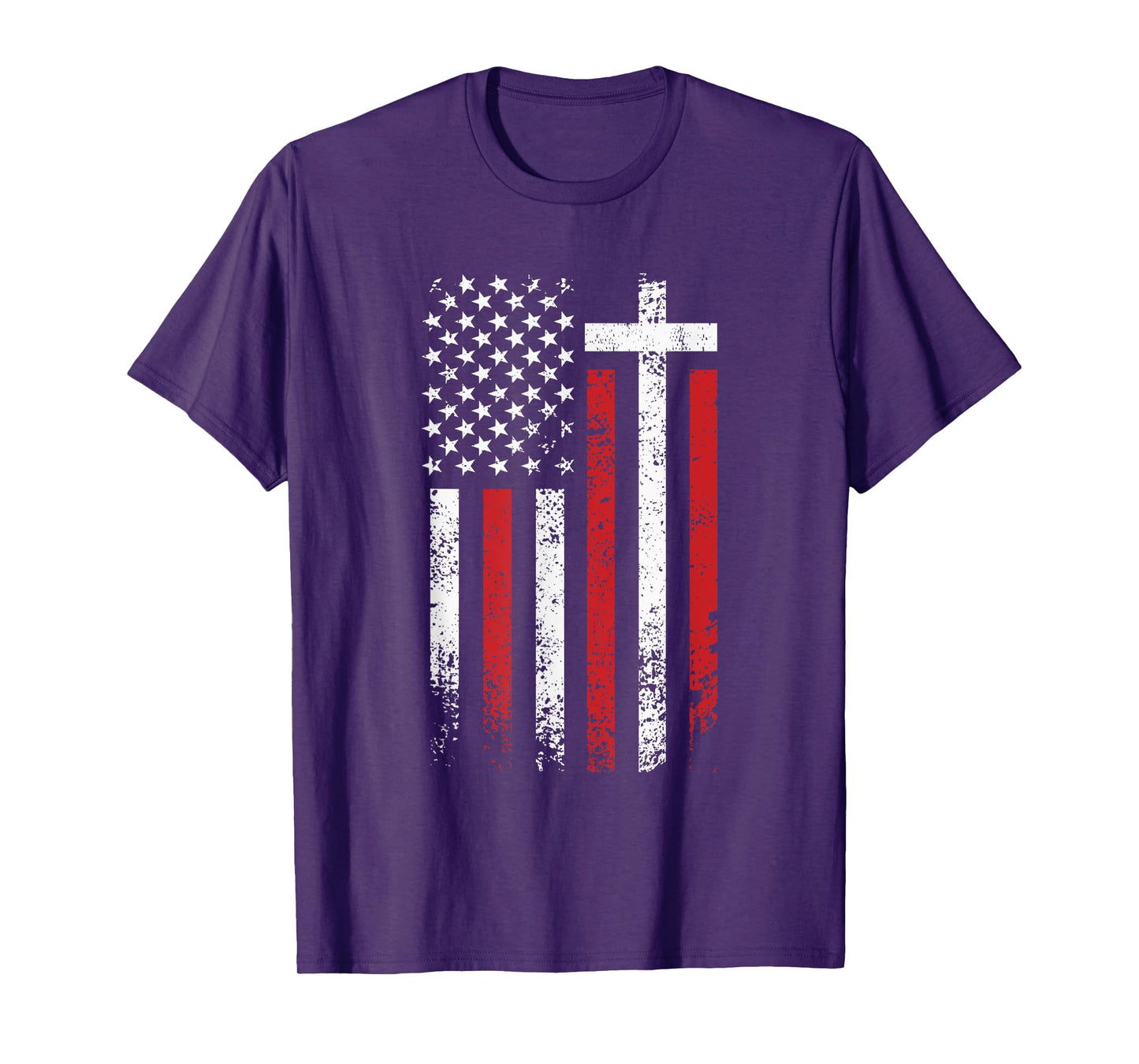 American Flag Cross Christmas Patriotic Religious Christian Women Kids Men T-Shirt