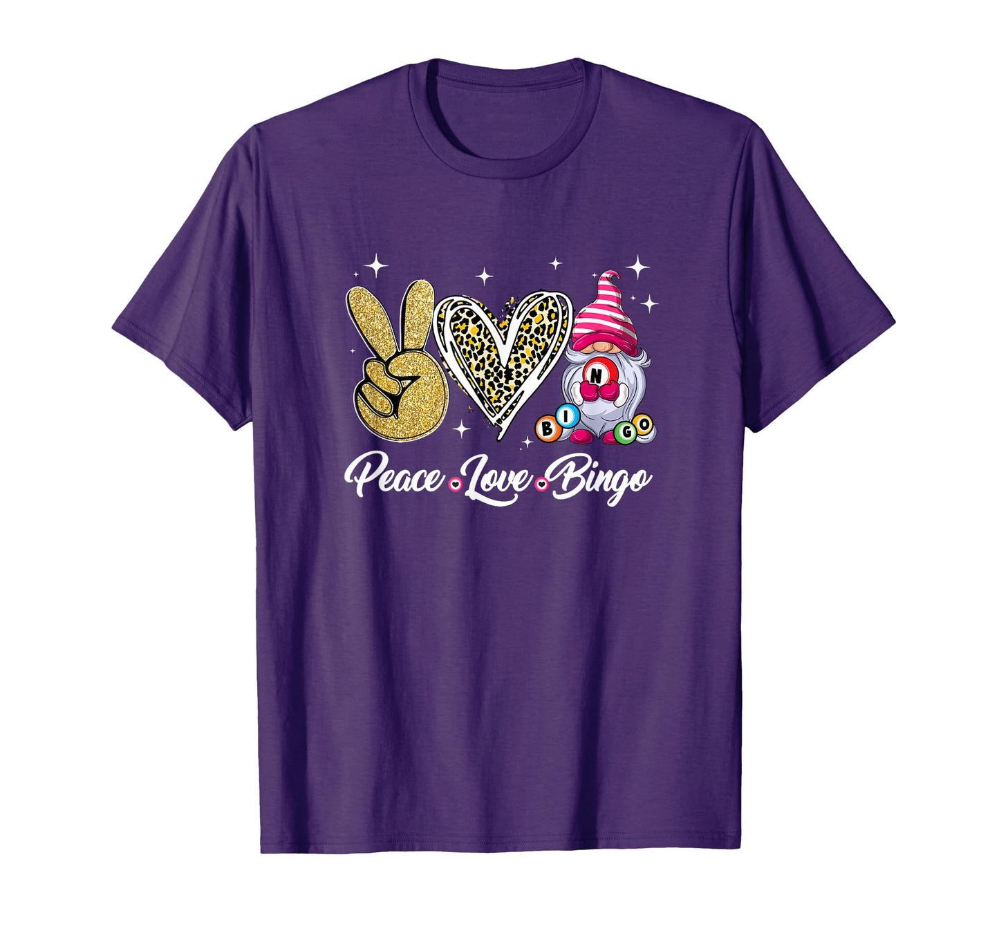 Peace Love Bingo Funny Lucky Design Bingo Gnome Lover Women T-Shirt