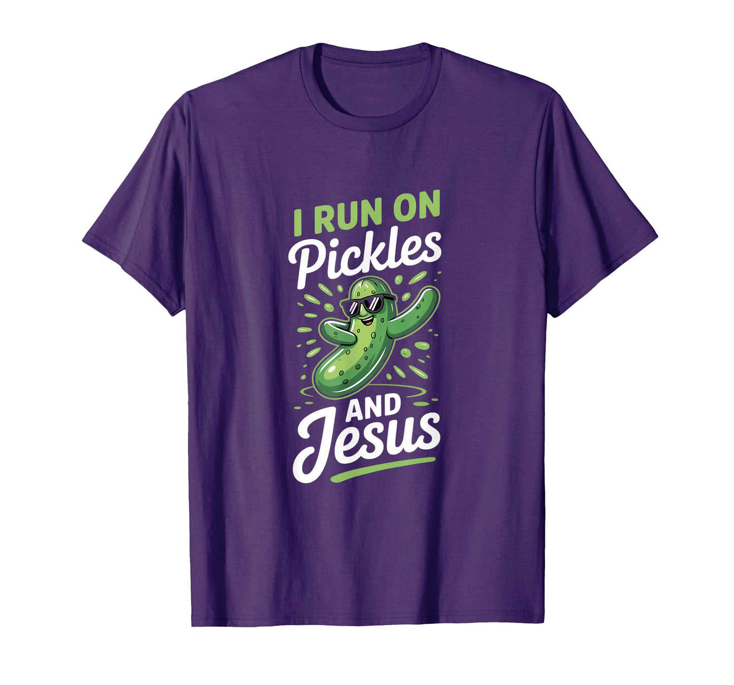 Funny Pickle Cucumber I Run on Pickles and Jesus T-Shirt
