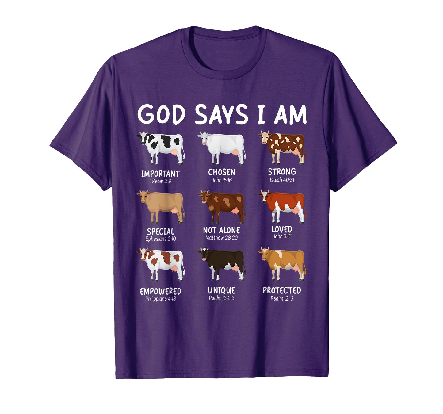 God Says I Am Cute Heifer Cow Bible Verse Christian T-Shirt