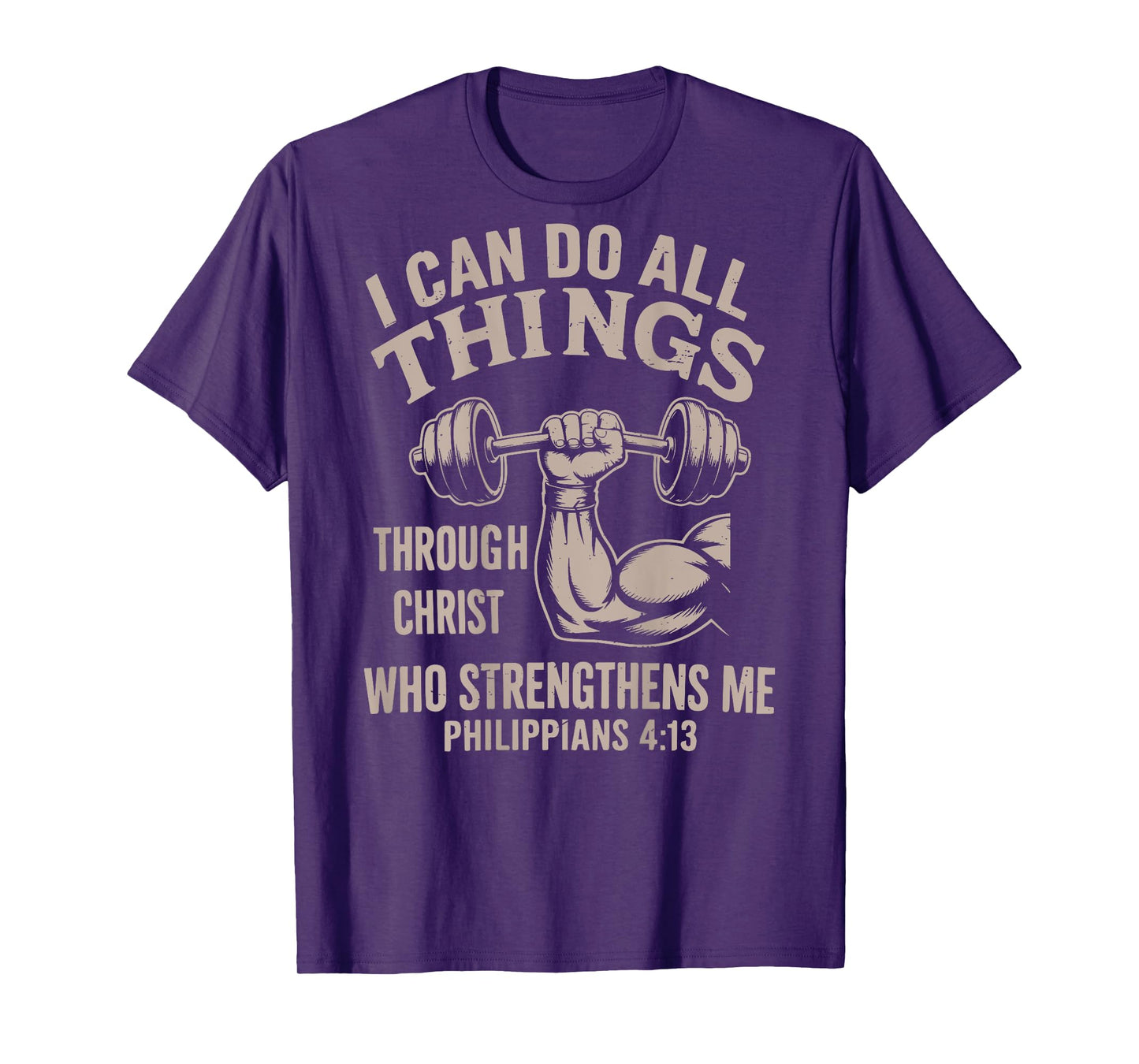 Can Do All Things Christian Workout Gym Weightlifting Cross T-Shirt