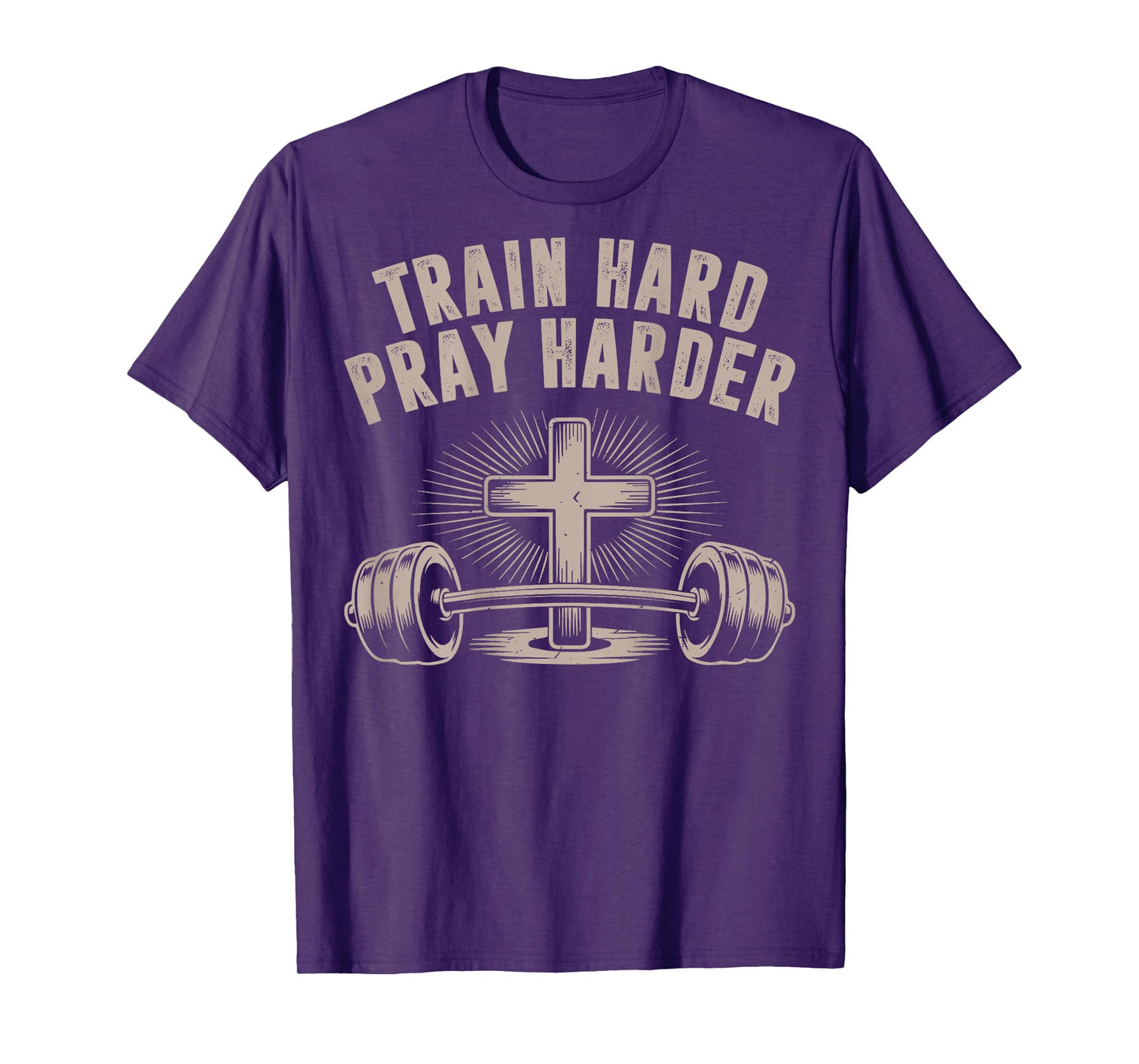 Men Train Hard Pray Harder Funny Christian Jesus Gym Workout T-Shirt
