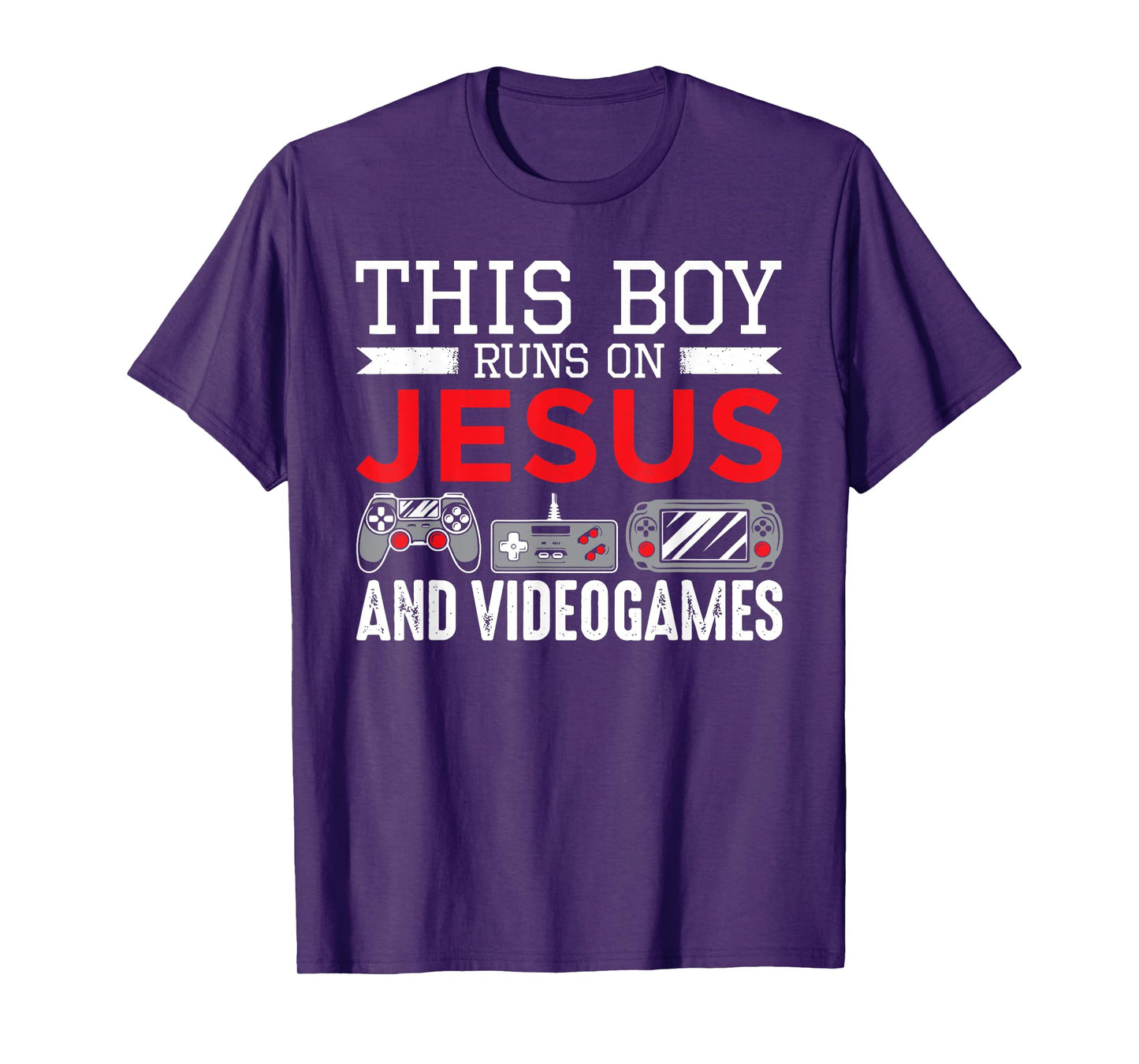 This Boy Runs On Jesus And Video Games Funny Christian Gift T-Shirt