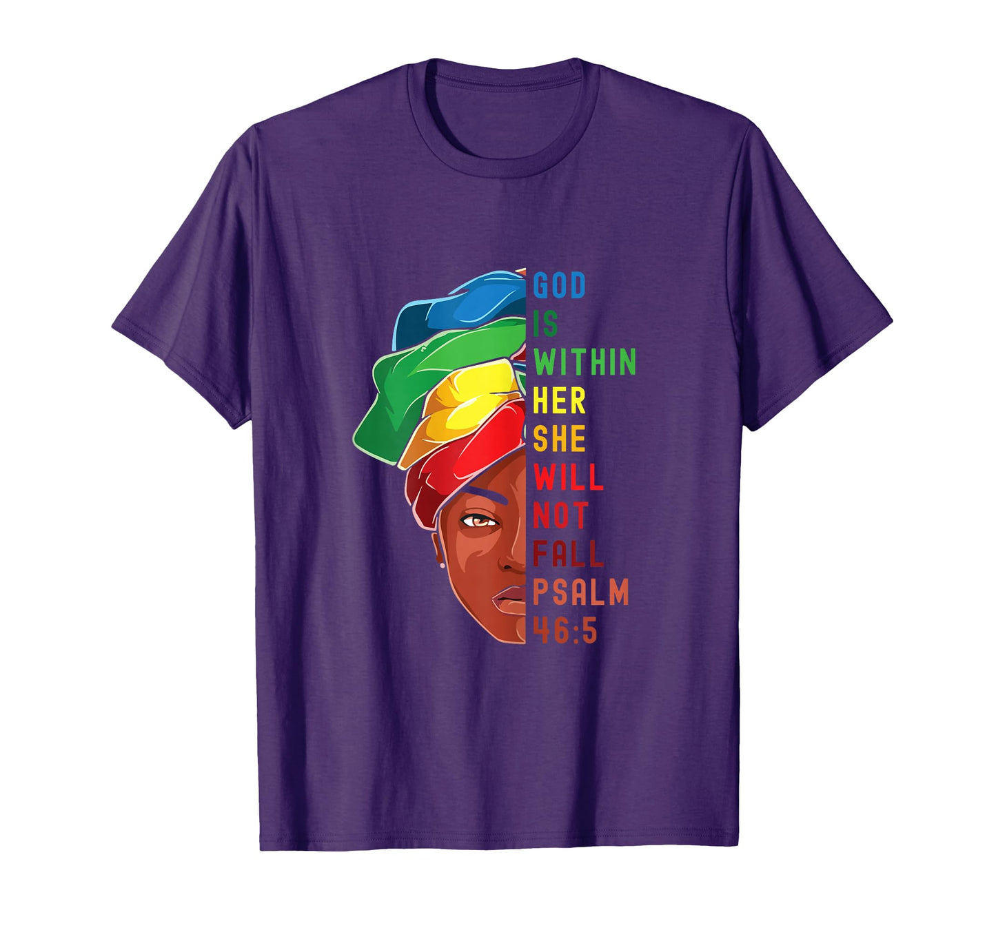 God is Within Her She Will Not Fall Afro Christian Women T-Shirt