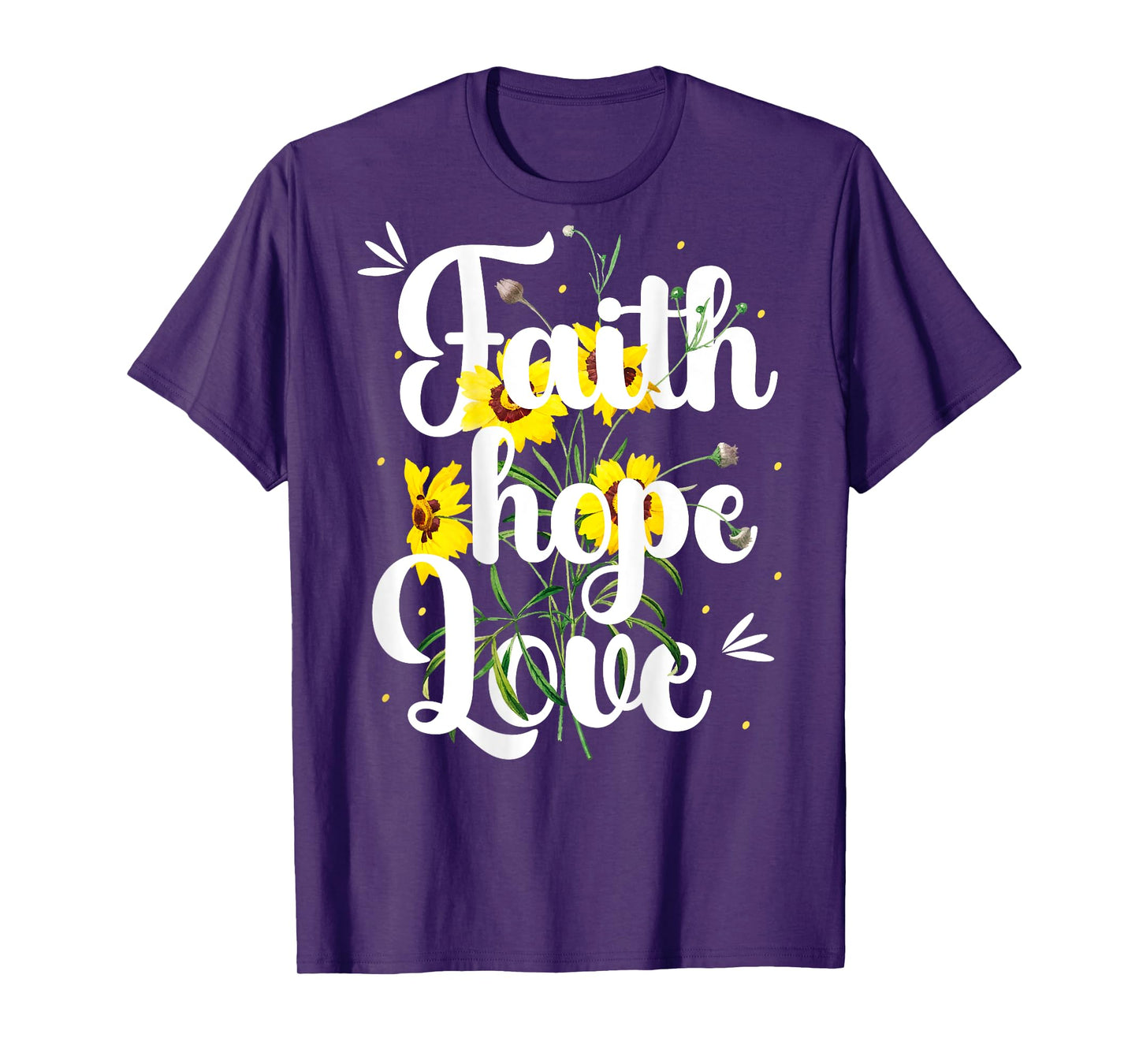 Women Christian Art With Yellow Flowers Faith Hope Love T-Shirt