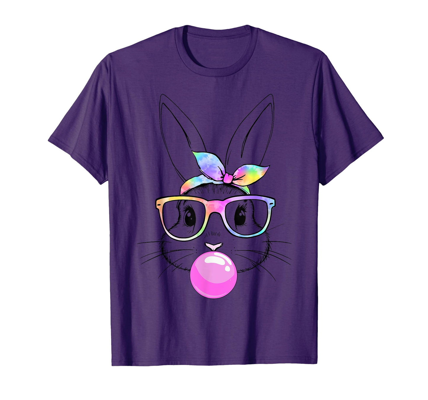 Bunny tie dye glasses bandana bubblegum easter girls women T-Shirt