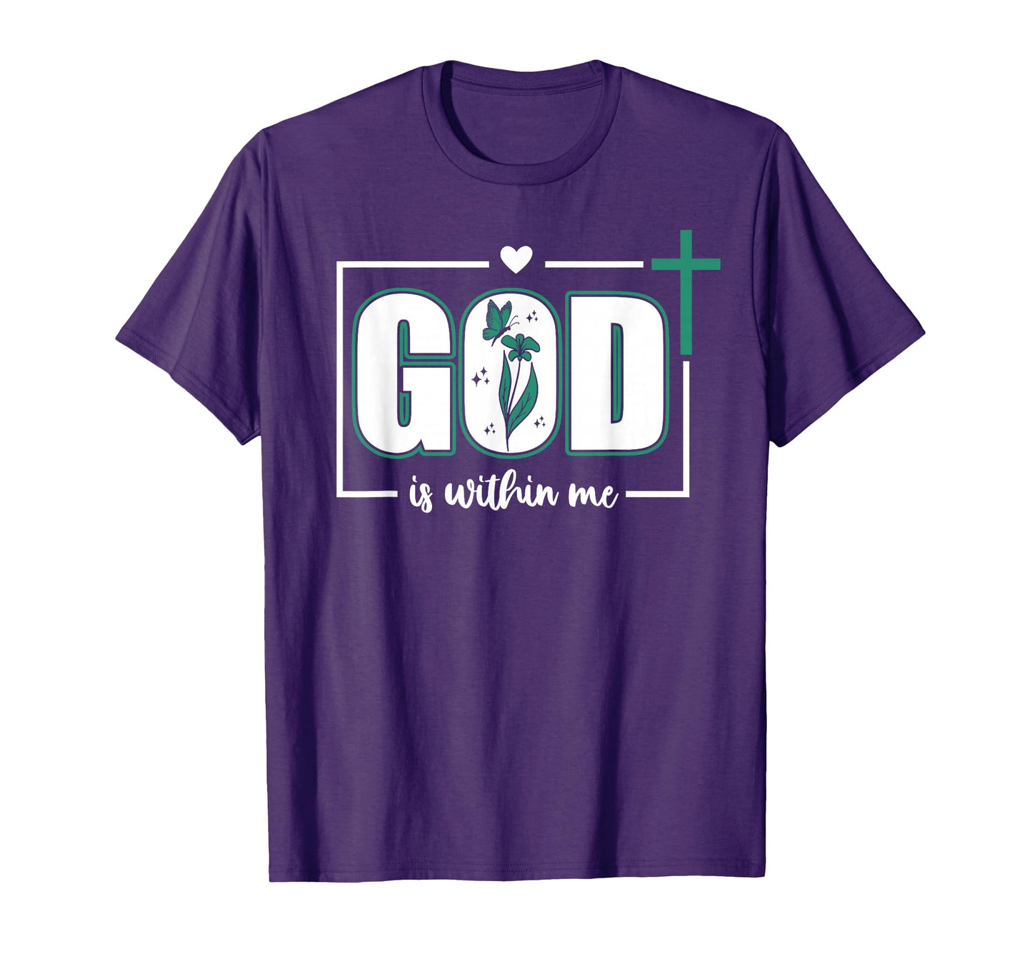 God is Within Me Will I Not Fall Psalm 46:5 Teal Bible Verse T-Shirt