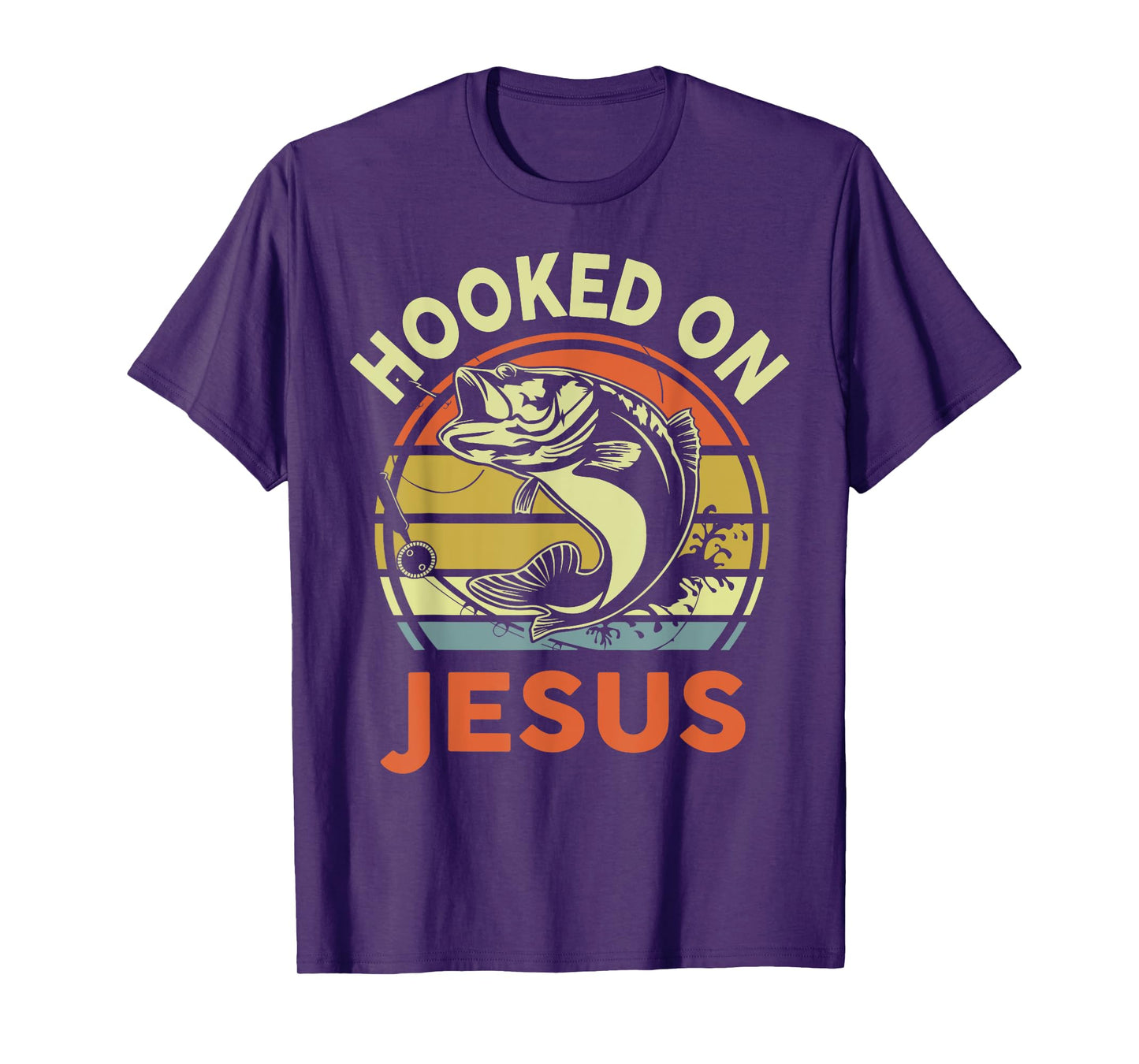 Mens Hooked on Jesus Christian Funny I You Love Bass Fishing T-Shirt