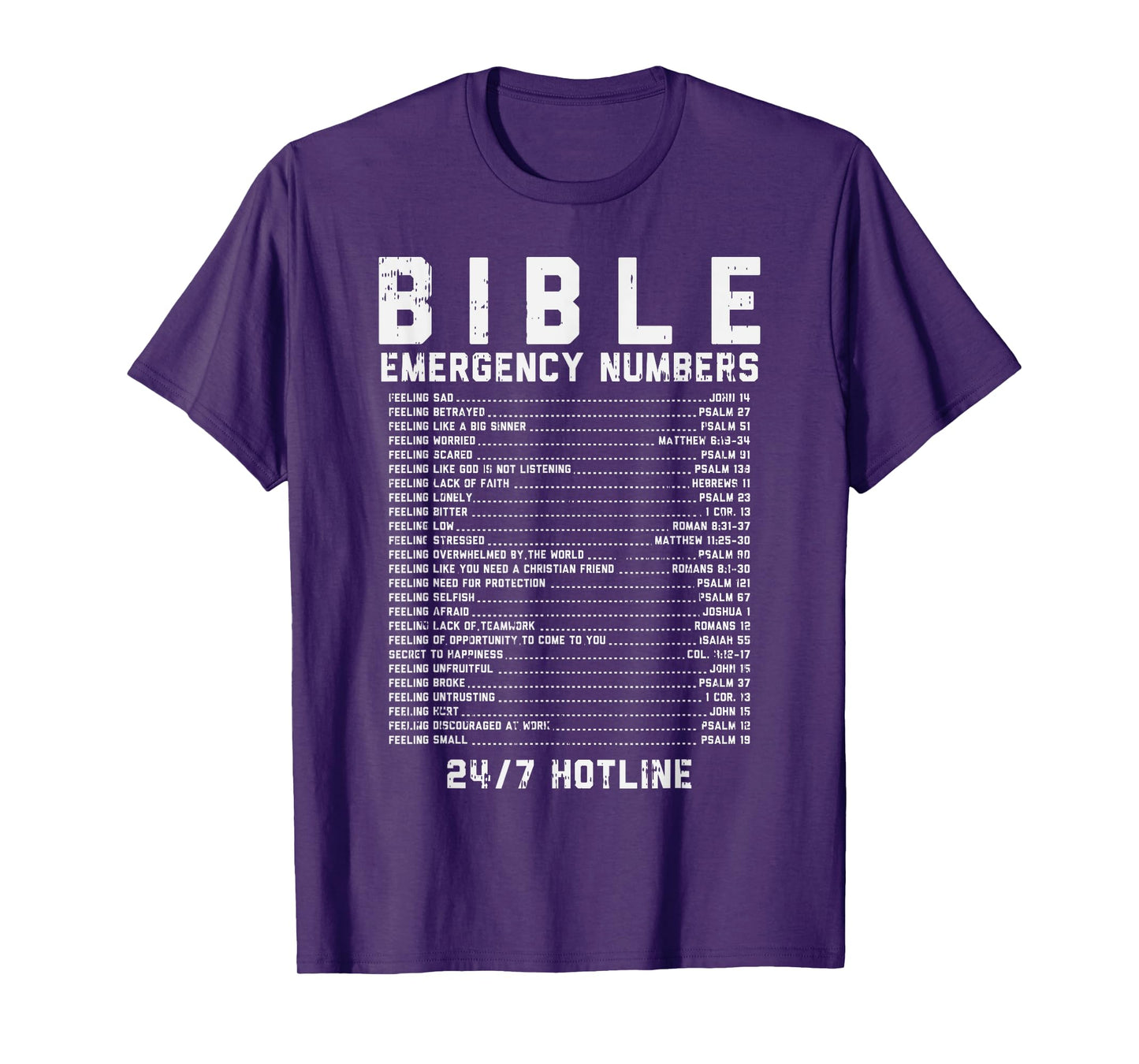 Bible Emergency Numbers Verse God Jesus Faith Christian Gift T-Shirt