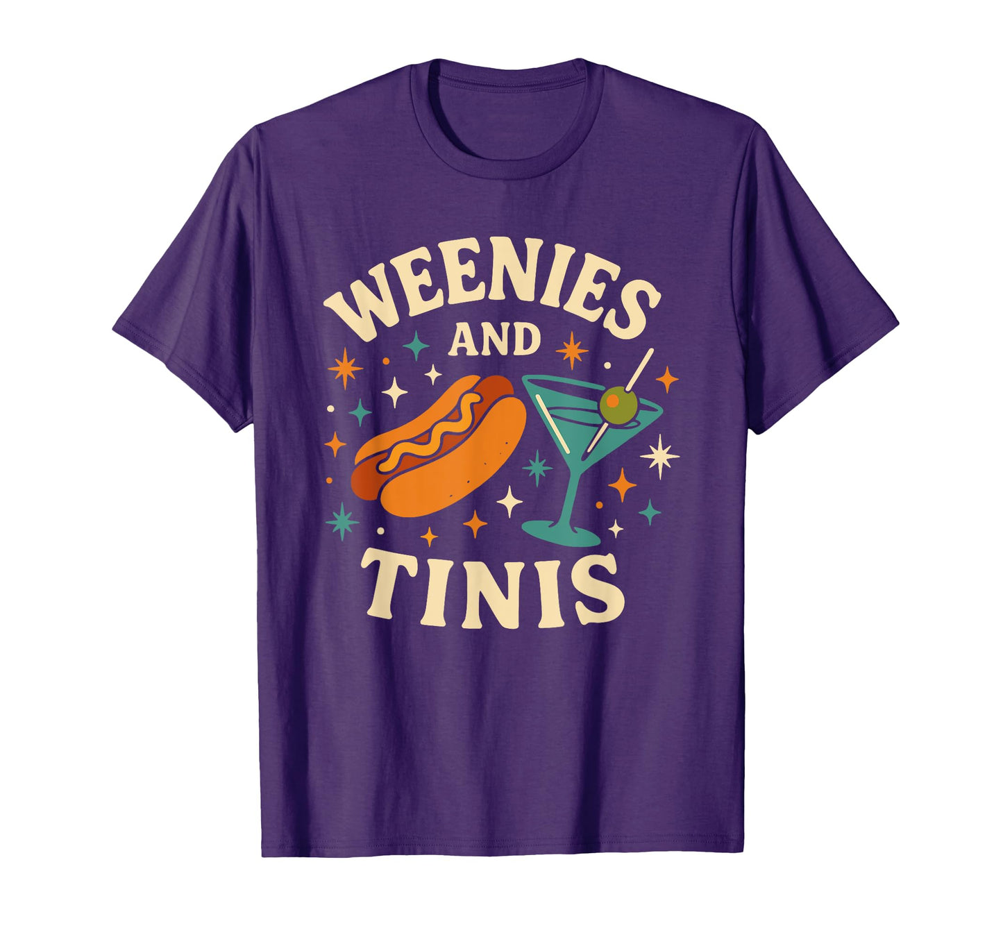 Weenies and Tinis Retro Hotdog Martini Party Art T-Shirt