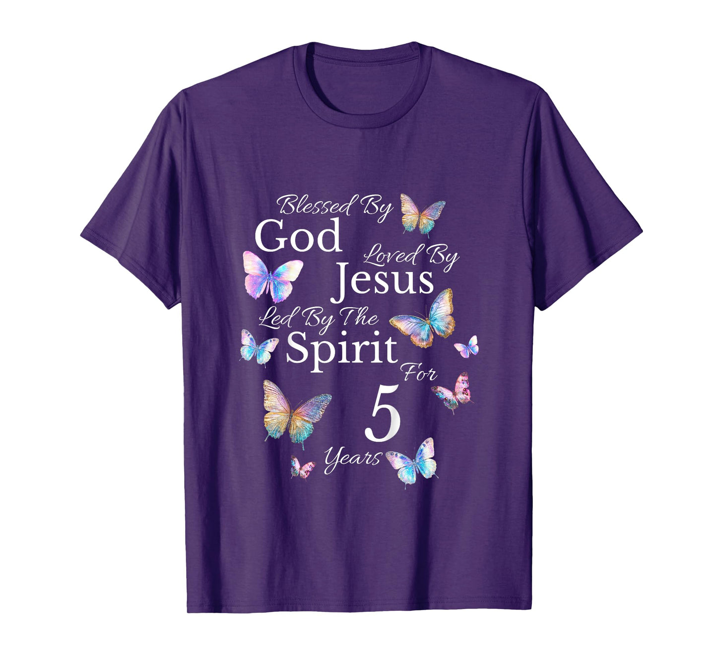 Kids Blessed By God Loved By Jesus For 5 Years Old 5th Birthday T-Shirt