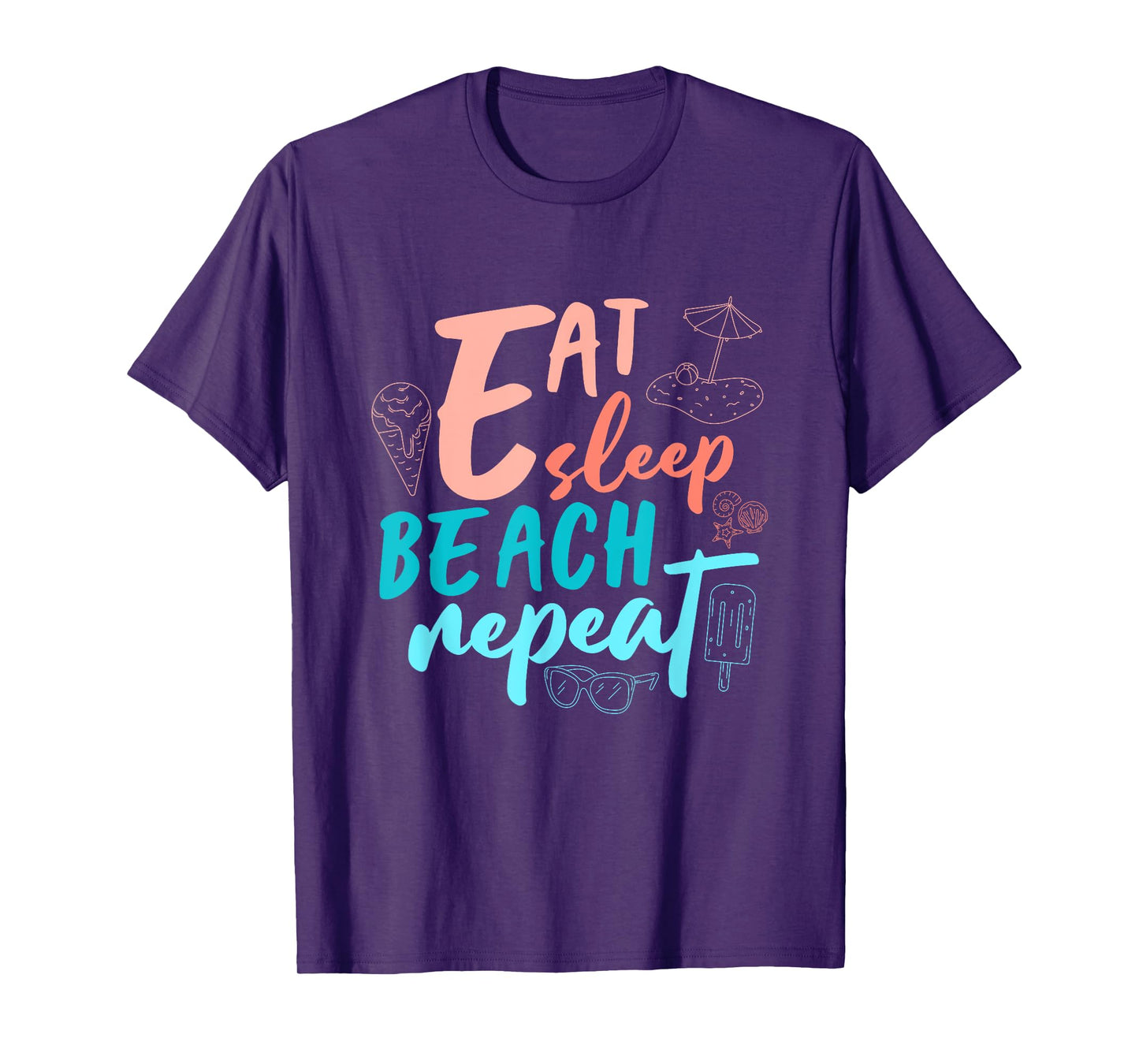 Eat Sleep Beach Repeat Shirt Cute Beach Vacation Family Trip T-Shirt