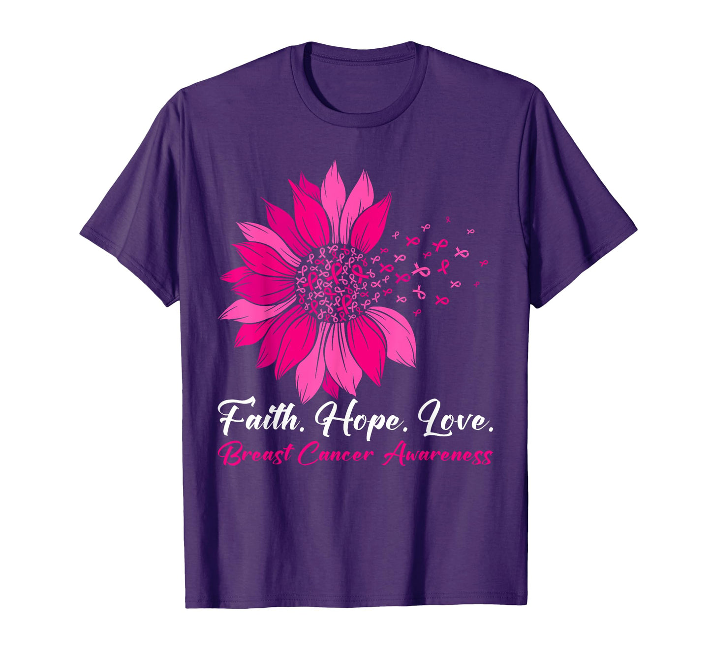 Sunflower Faith Hope Love Breast Cancer Awareness T-Shirt
