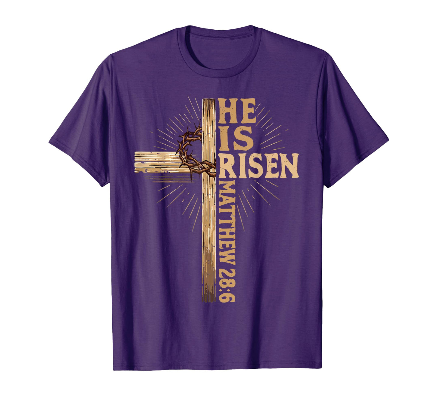 He Is Risen Christian Easter Jesus Religious Vintage Cross T-Shirt